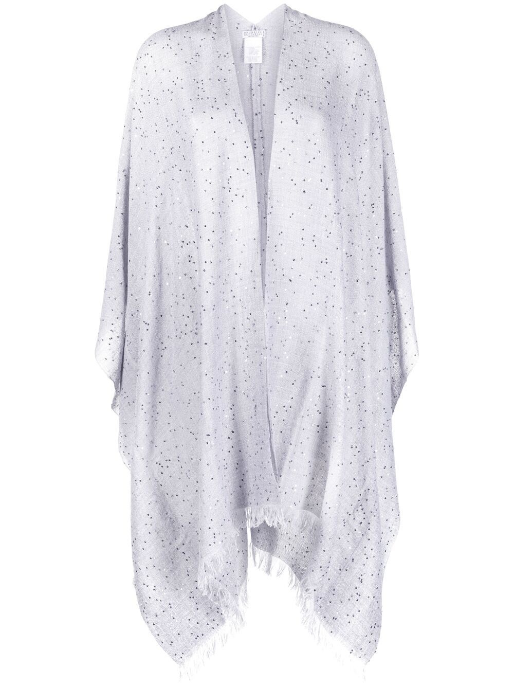 sequin-embellished fringed cape - 1