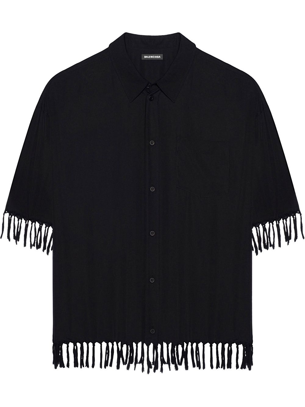 fringe-detail short-sleeve shirt - 1