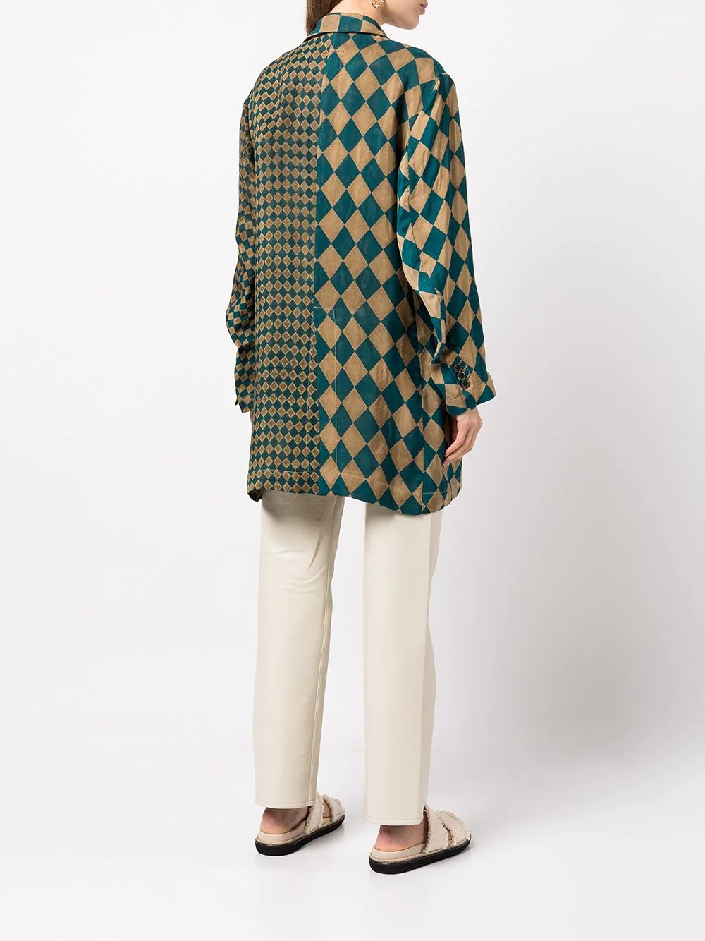check-pattern double-breasted jacket - 8