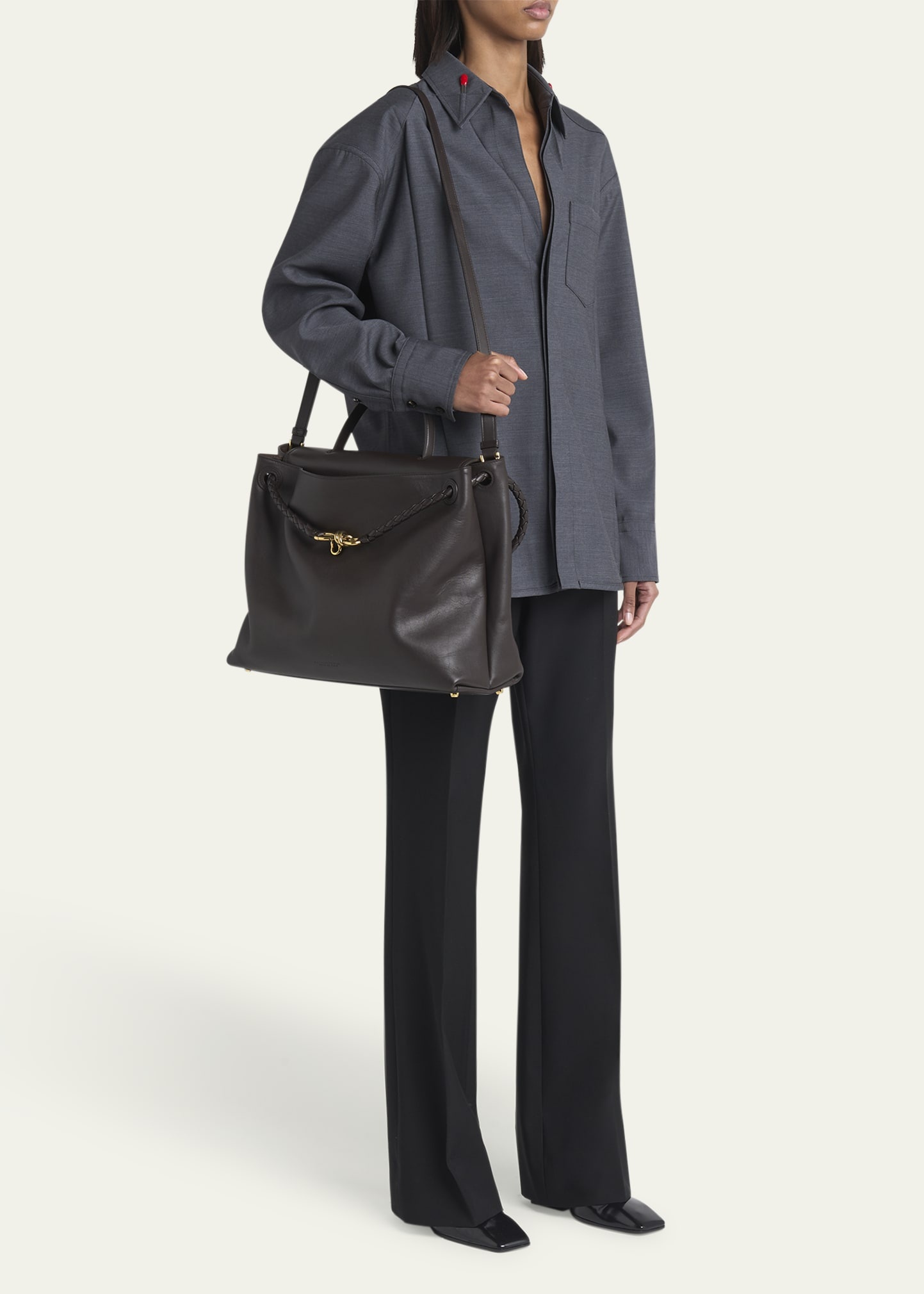 Andiamo Large Leather Top-Handle Bag - 6