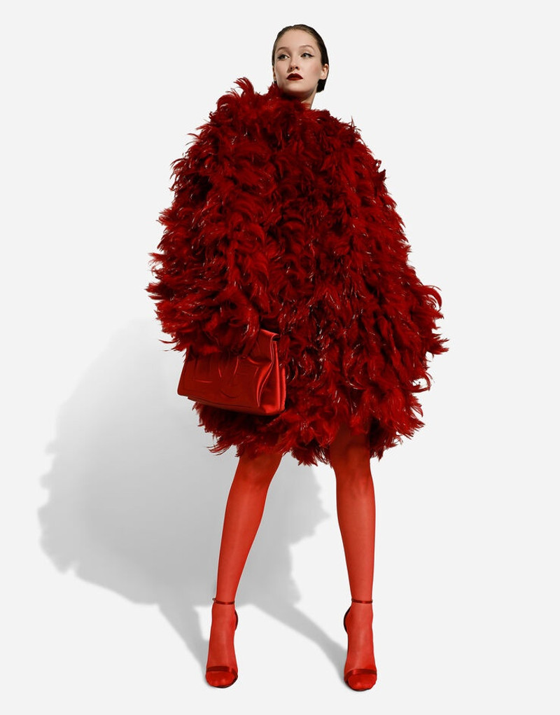 Organza coat with rooster feather embellishment 7