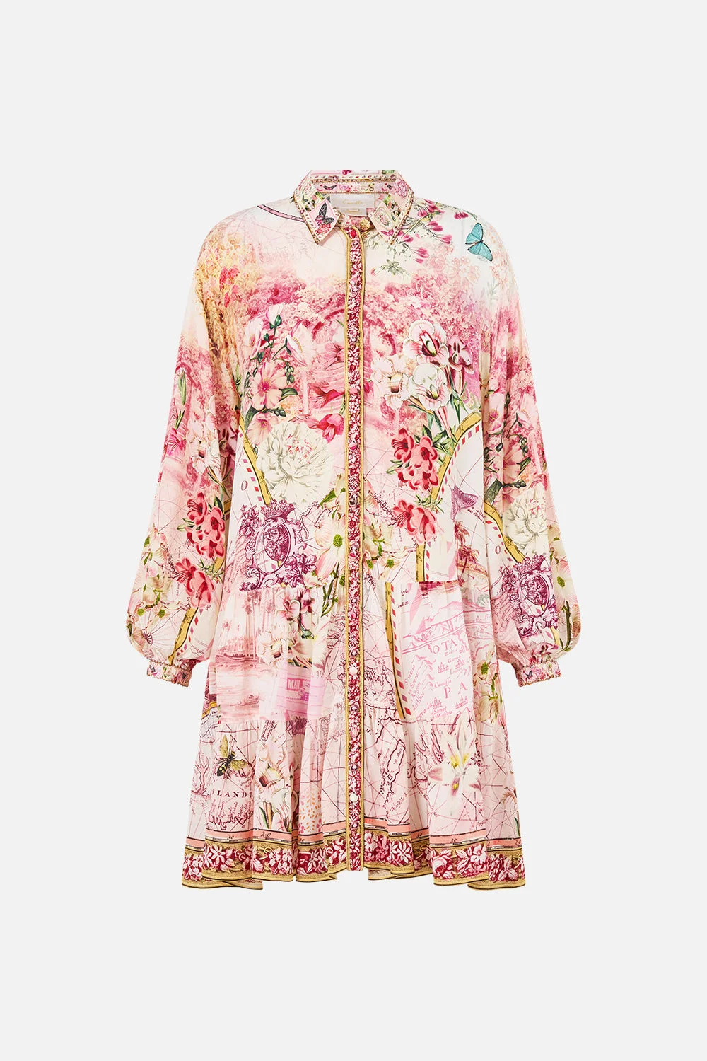 LONG SLEEVE TIERED SHORT DRESS JOURNAL DE VOYAGE - 1