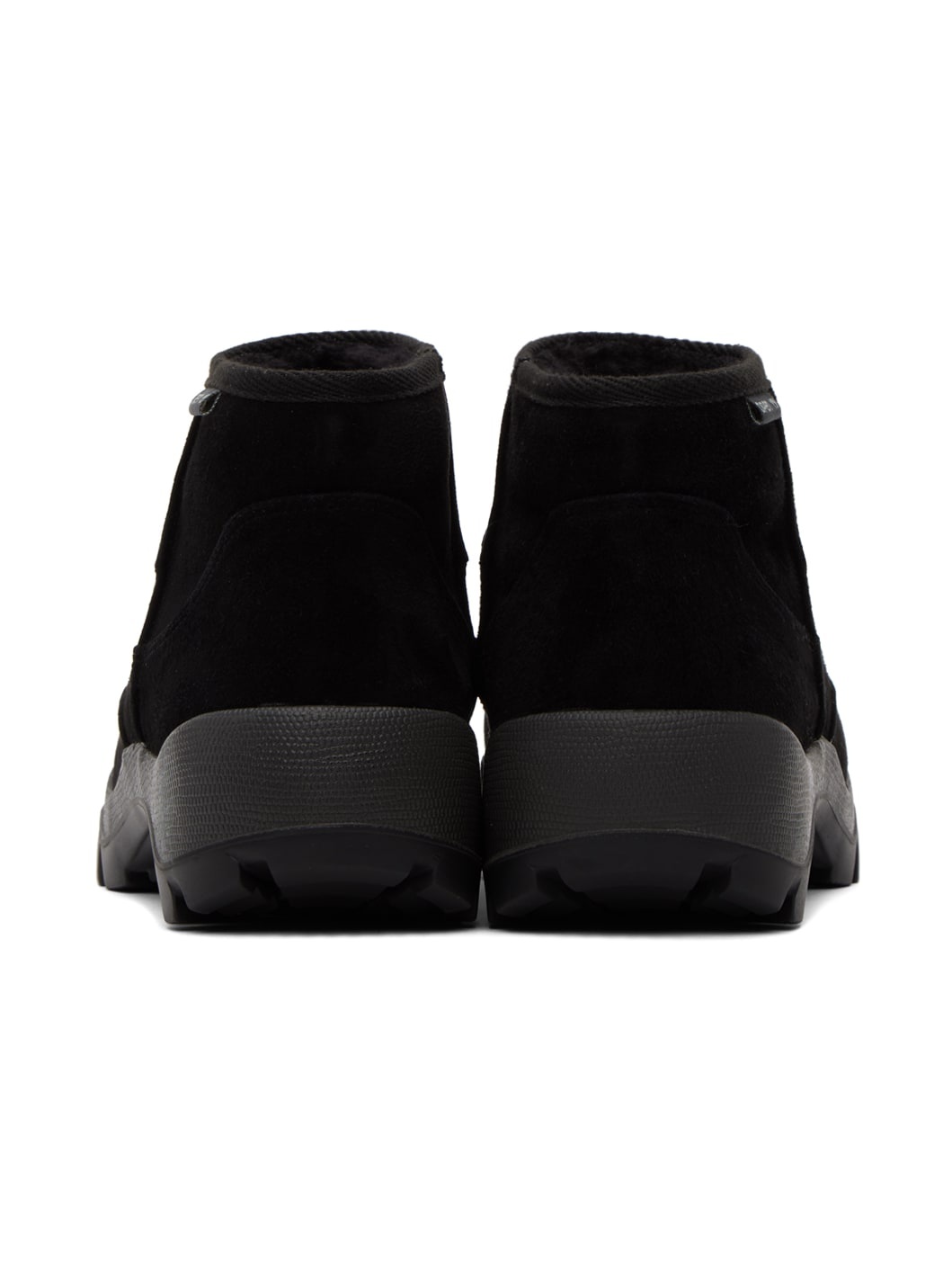 Black Treaded Shearling Boots - 2