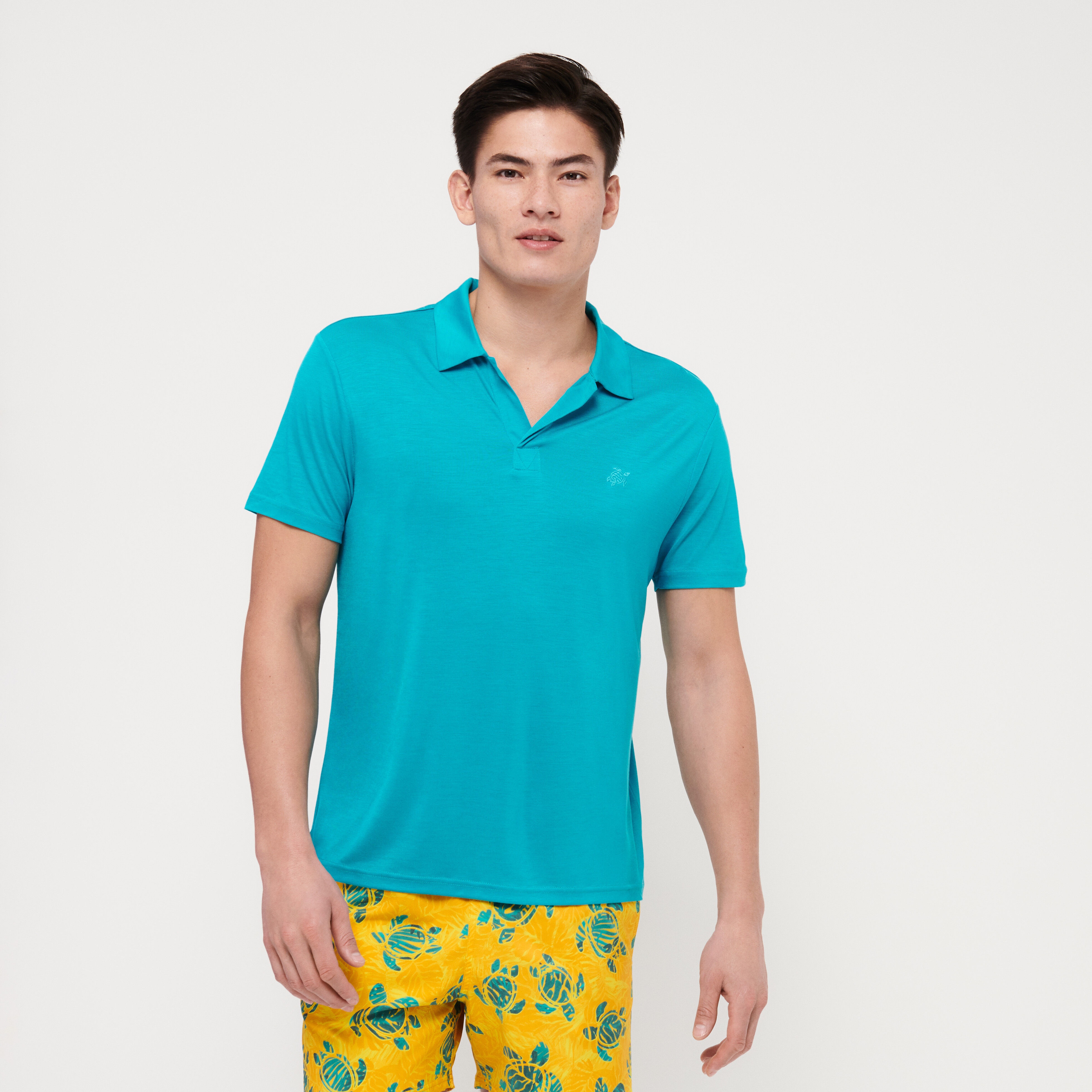 Men Tencel Polo Shirt Solid - 3