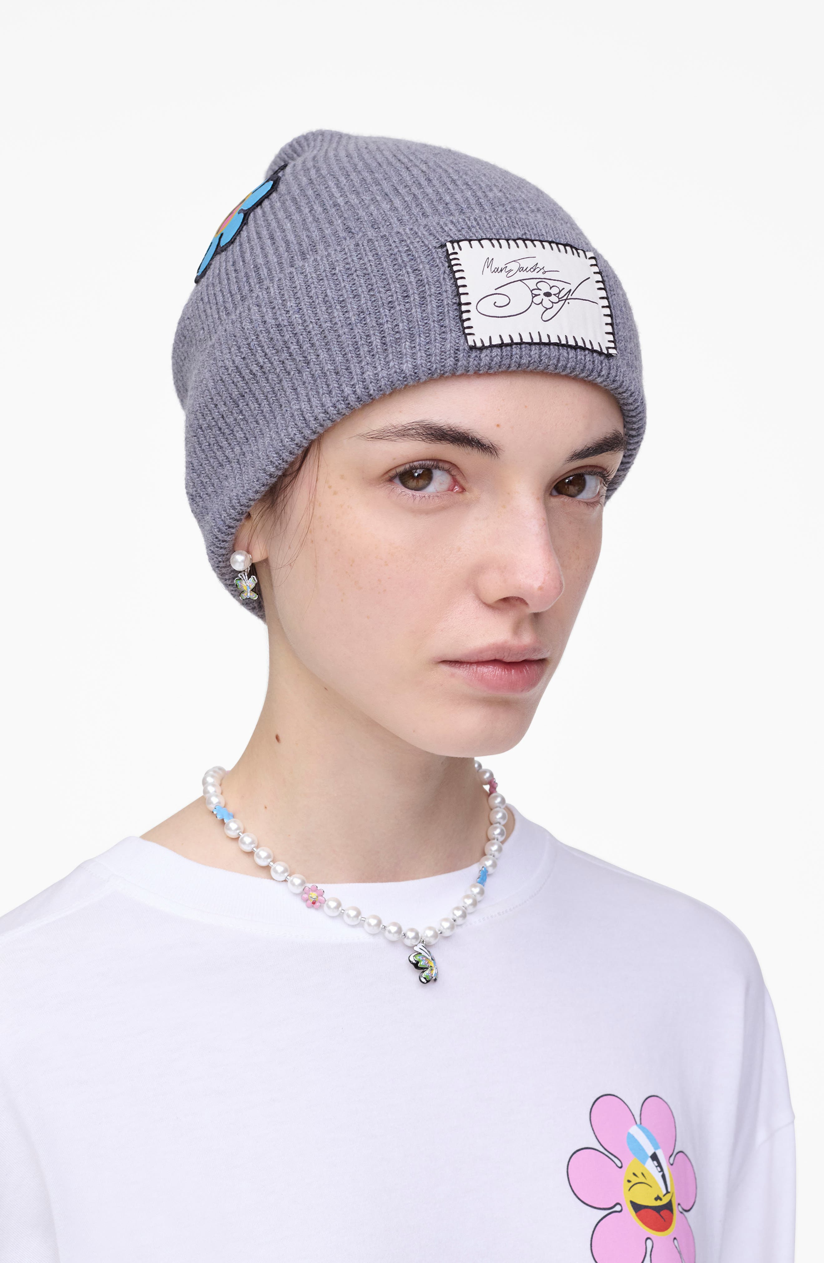 Marc Jacobs Joy Wool Blend Beanie in Grey Multi at Nordstrom - 2