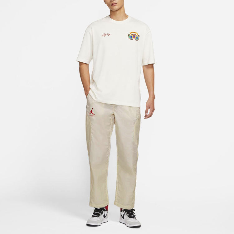 Air Jordan Brand x OFF-WHITE Crossover Logo Printing Casual Sports Pants Khaki DB4251-233 - 3