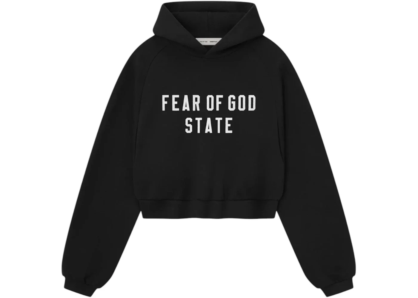 Fear of God Essentials Womens Modern Fleece Raglan Hoodie Jet Black - 1