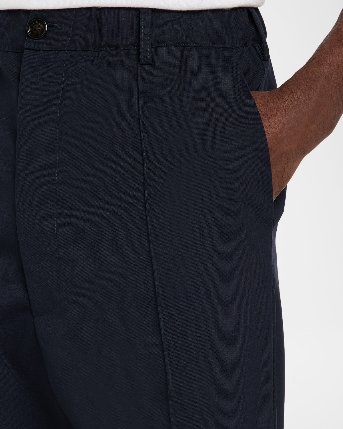 Men's Wool High-Waist Drawstring Flare Pants - 5