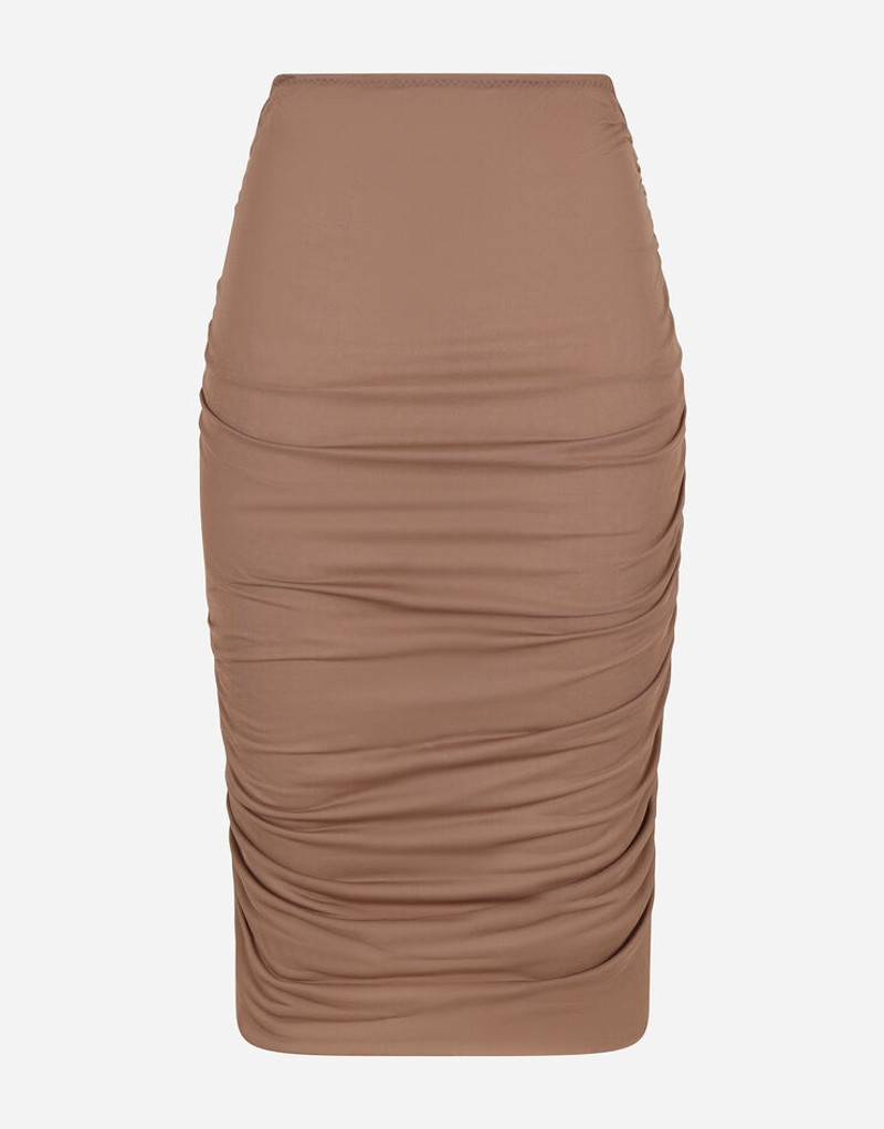Jersey midi skirt with draped detailing 1