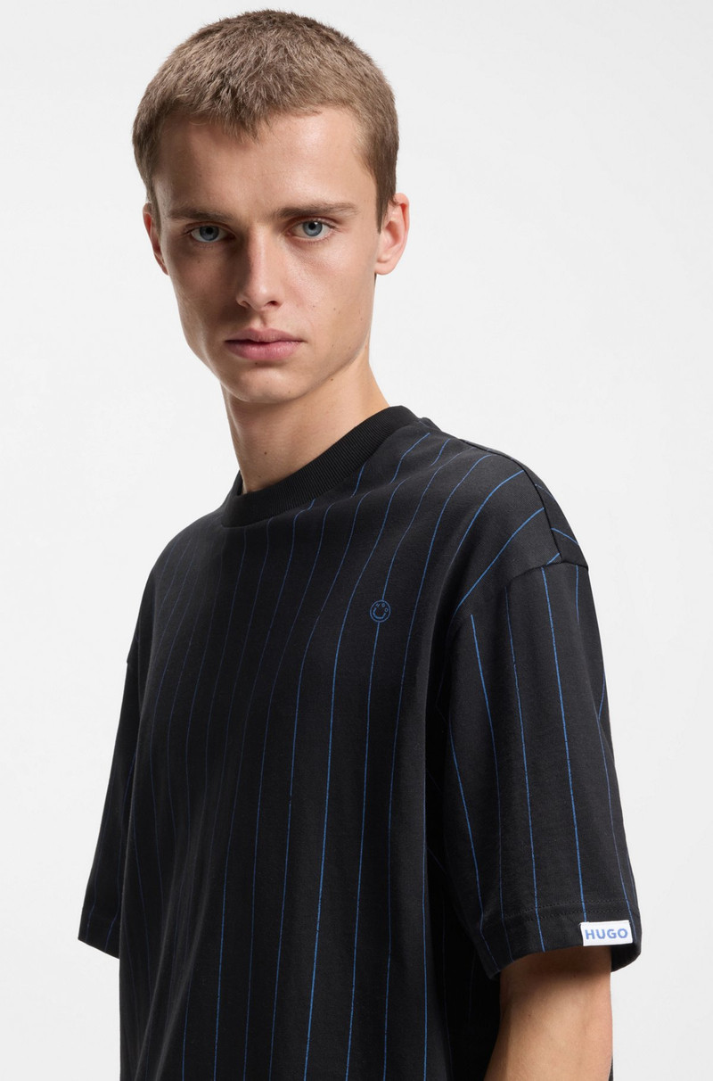 COTTON-JERSEY T-SHIRT WITH HAPPY HUGOS AND STRIPE 3