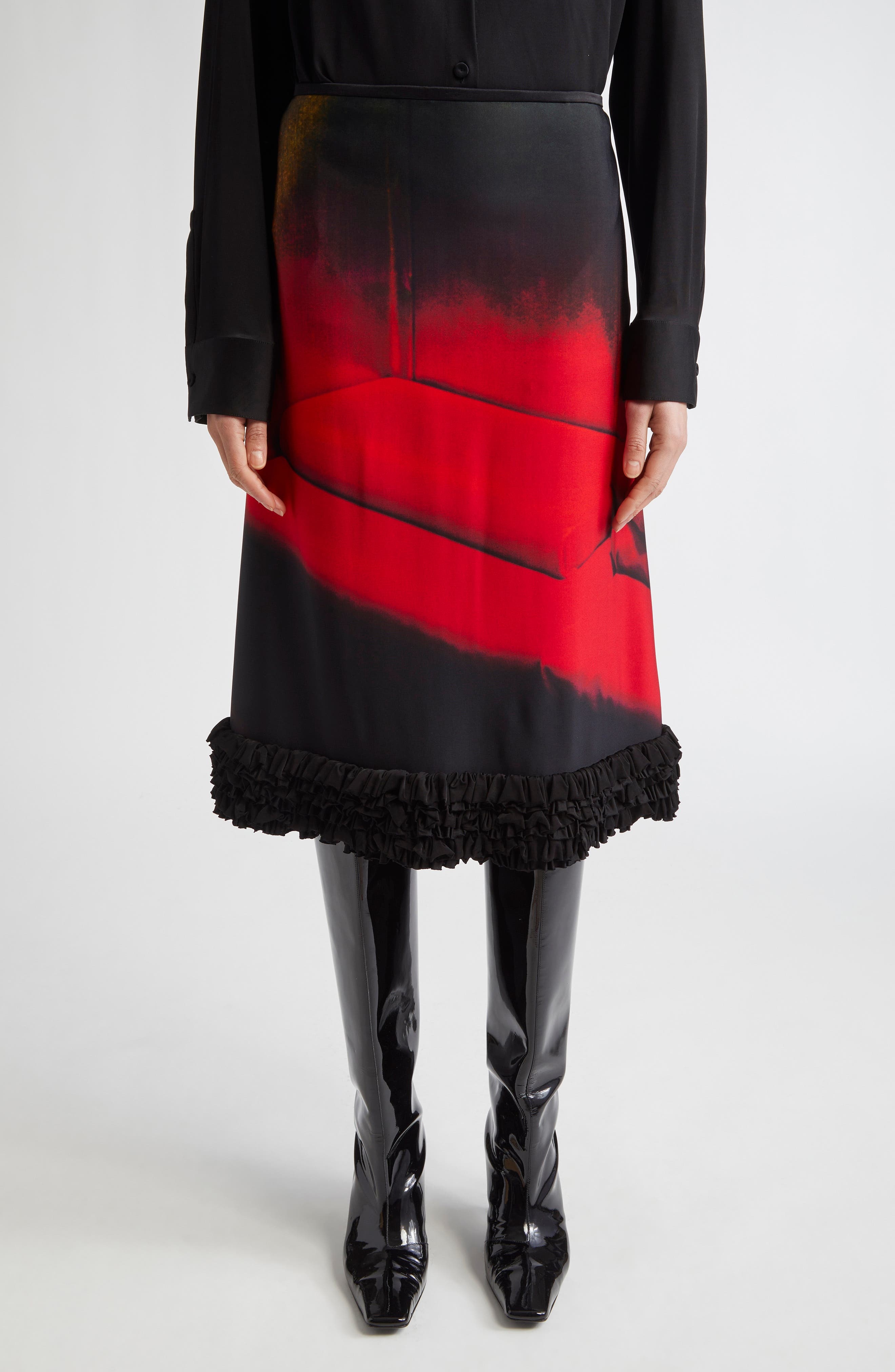 Jil Sander Print Satin Skirt in Ruby Velvet at Nordstrom - 1