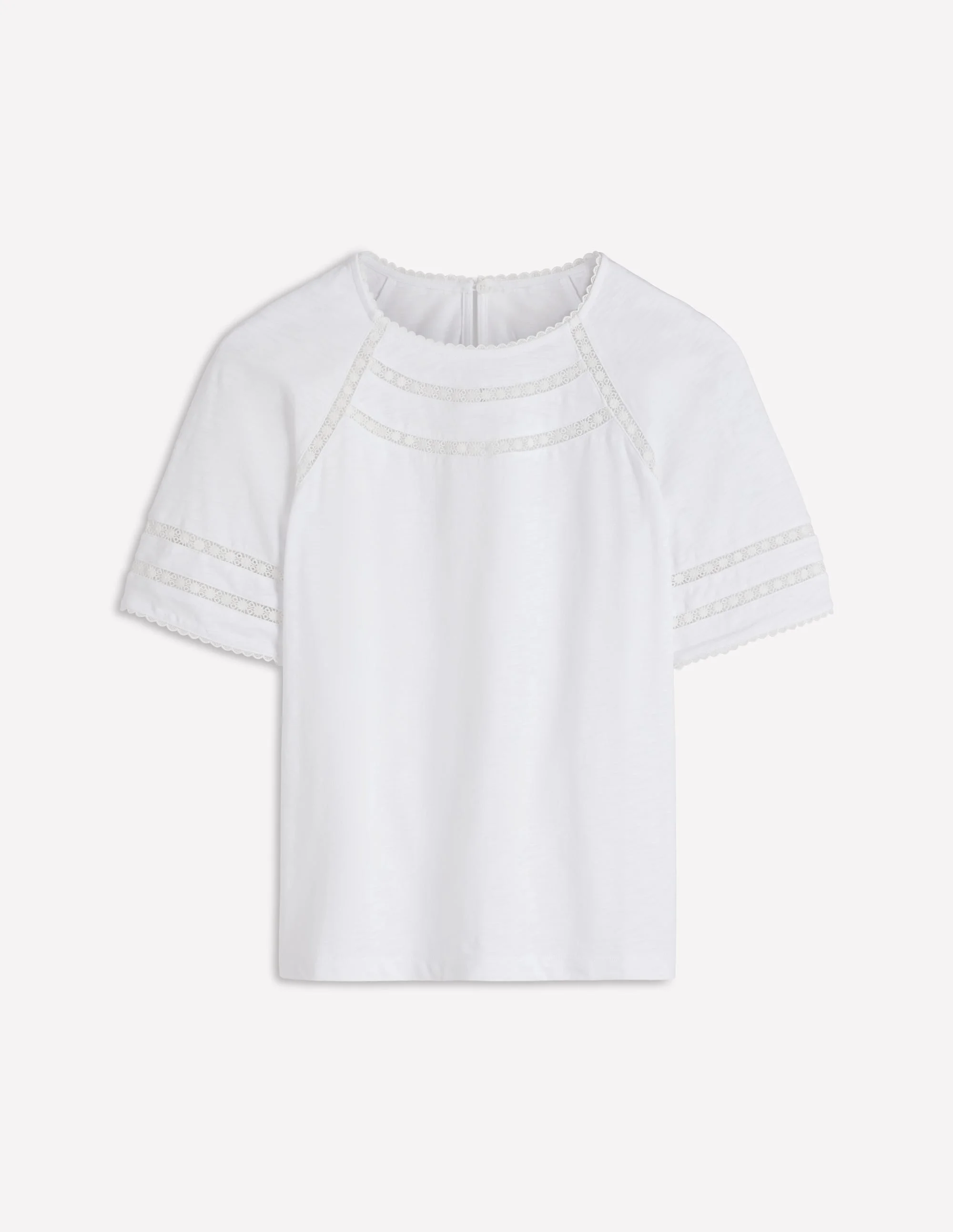 Poppy Trim Crew T-shirt-White - 1