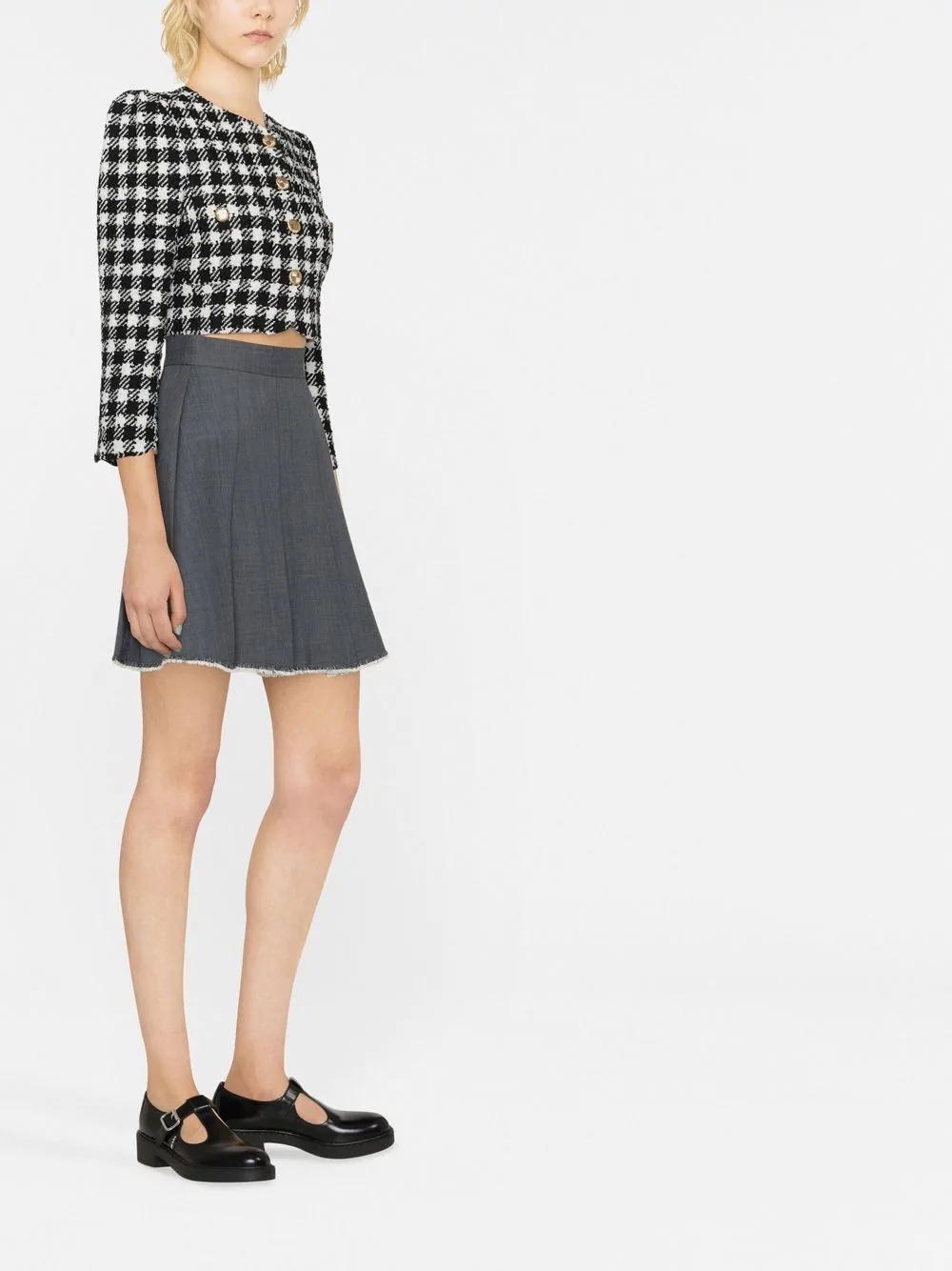 Vichy cropped tweed jacket - 4
