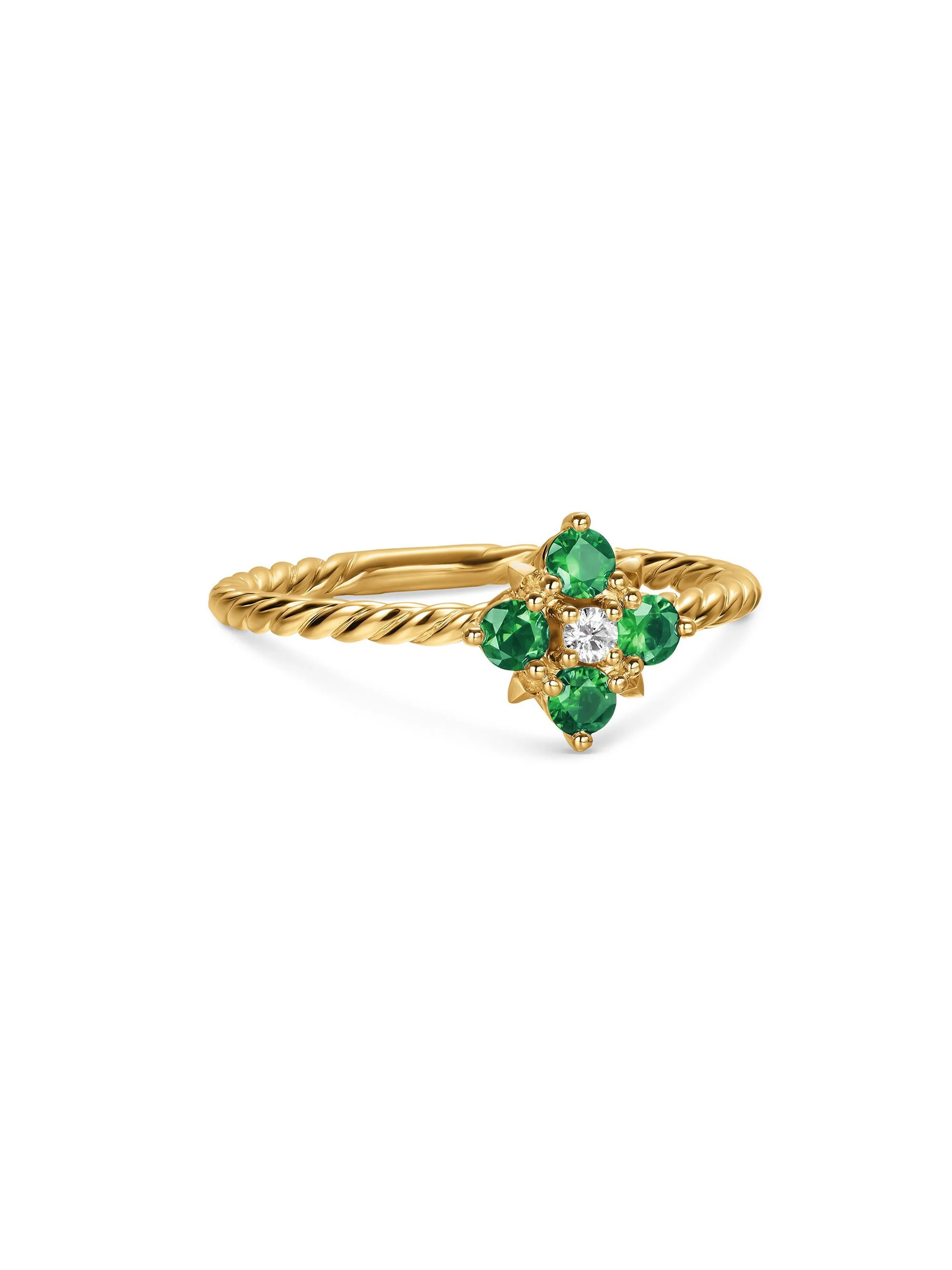 Women's Petite Modern Renaissance Color Ring in 18K Yellow Gold - Emerald - 1