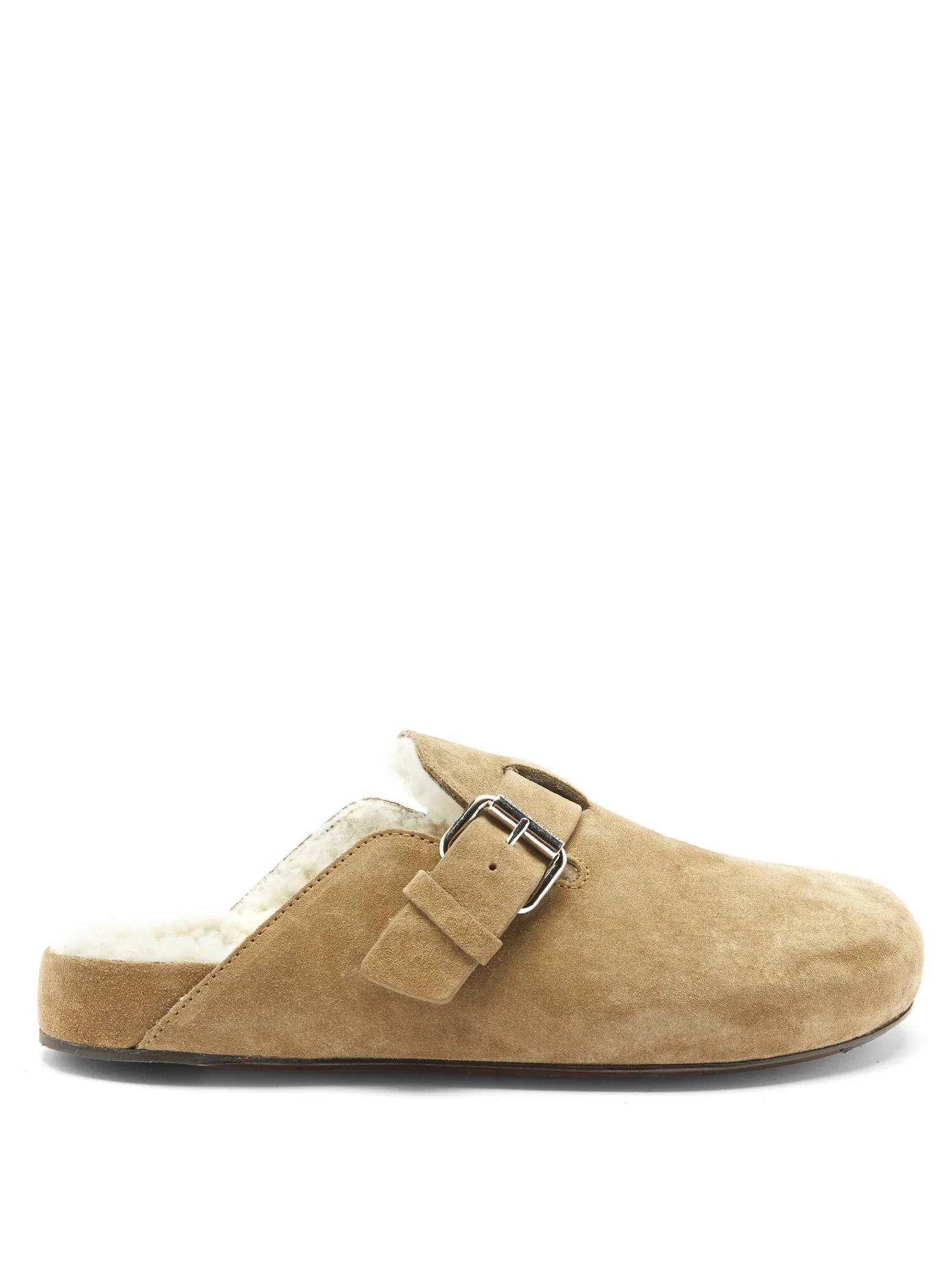 Mirvin buckled suede backless clogs - 1