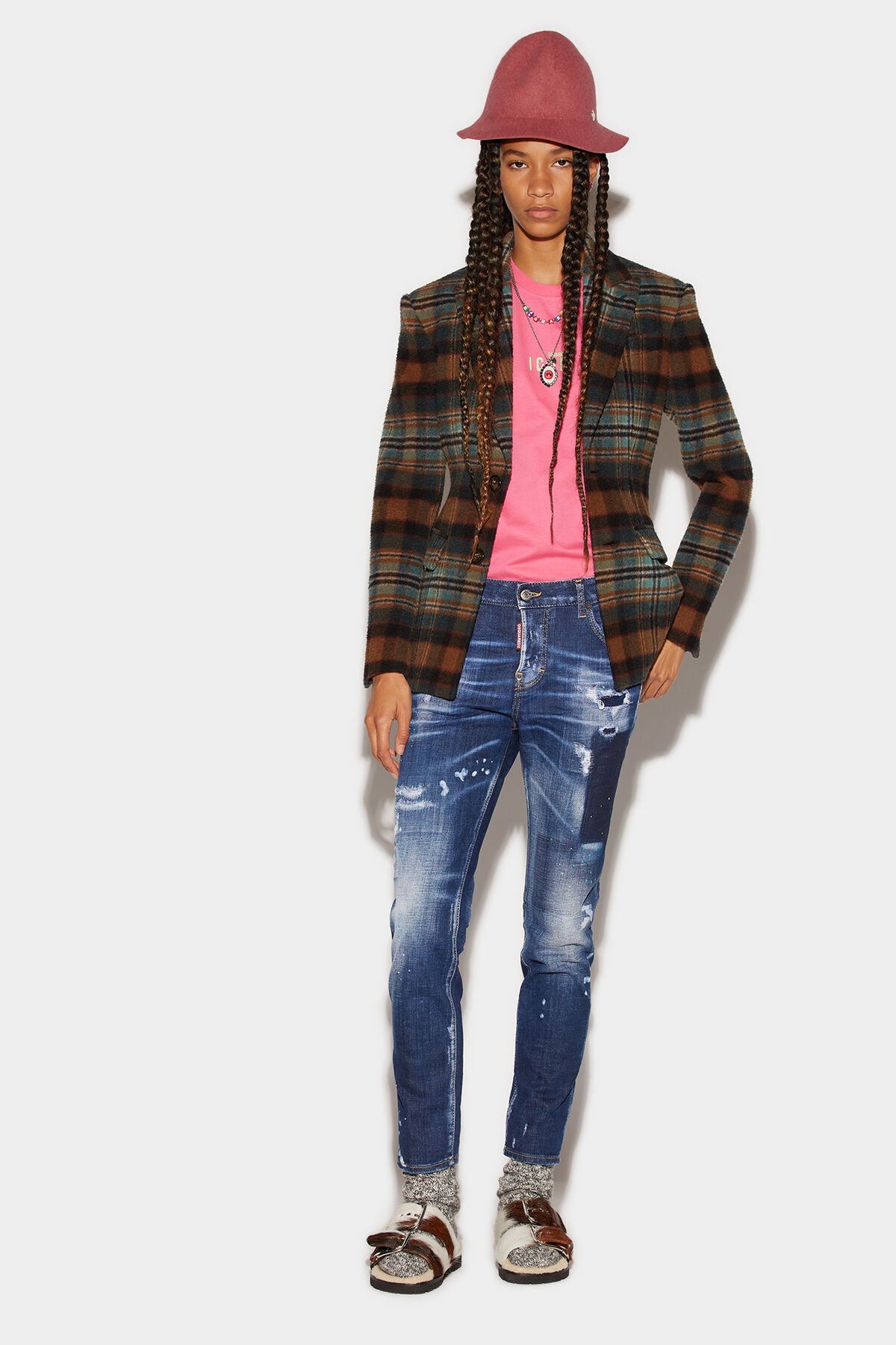 DARK TIFFANY SPOTS WASH COOL GIRL CROPPED JEANS - 3
