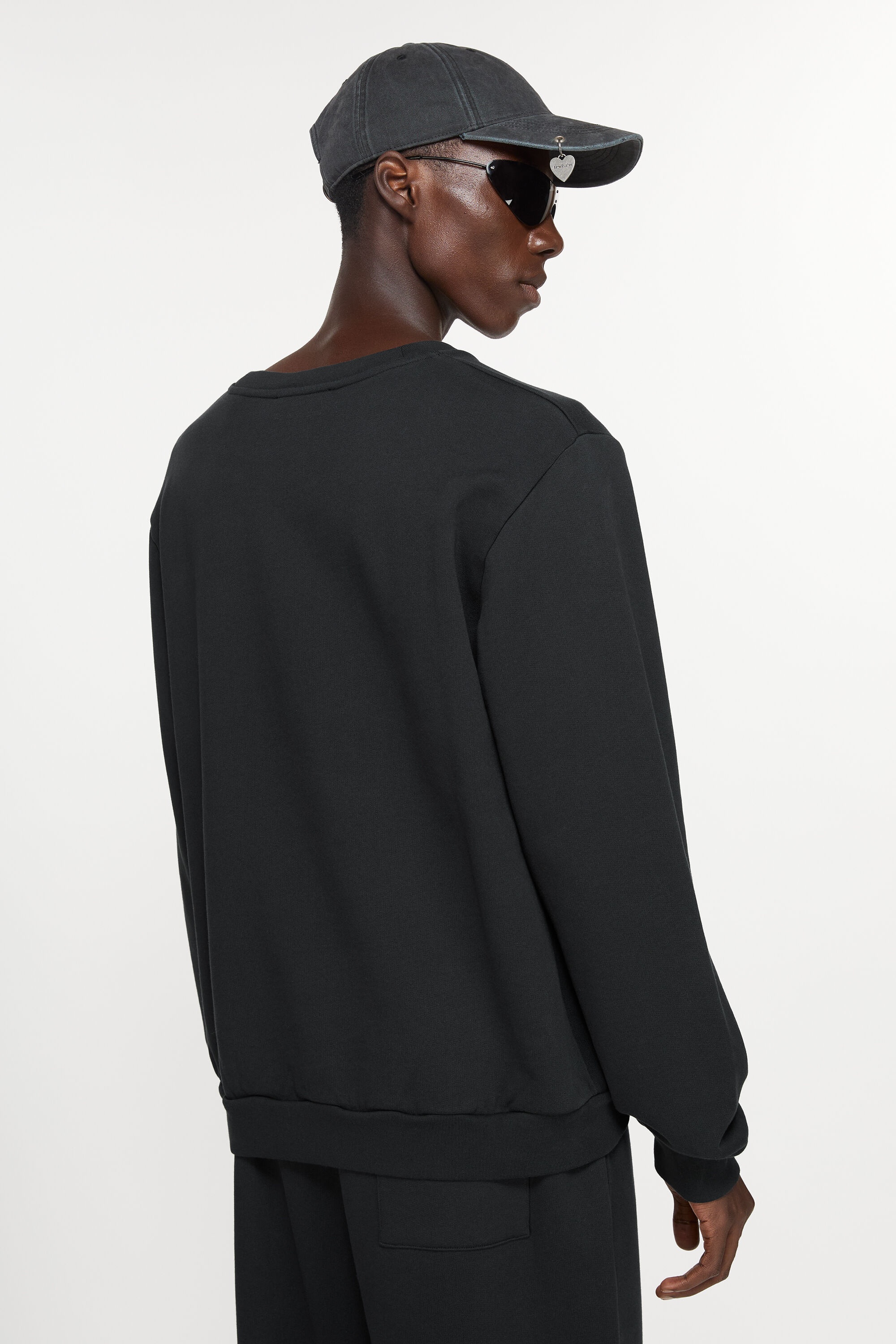 Crew neck fleece sweater - Black - 3