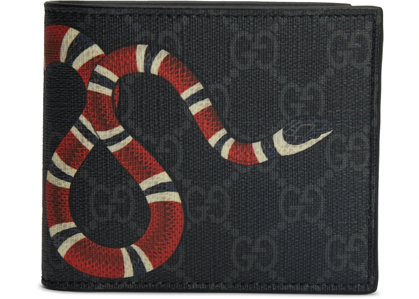 Gucci Kingsnake Wallet GG Supreme (8 Card Slots) Black - 1