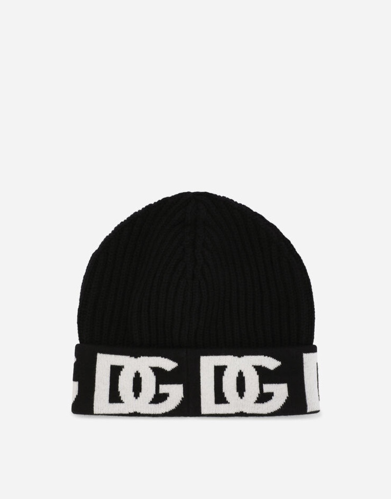 Dolce & Gabbana Knit cashmere jacquard hat with DG logo outlook