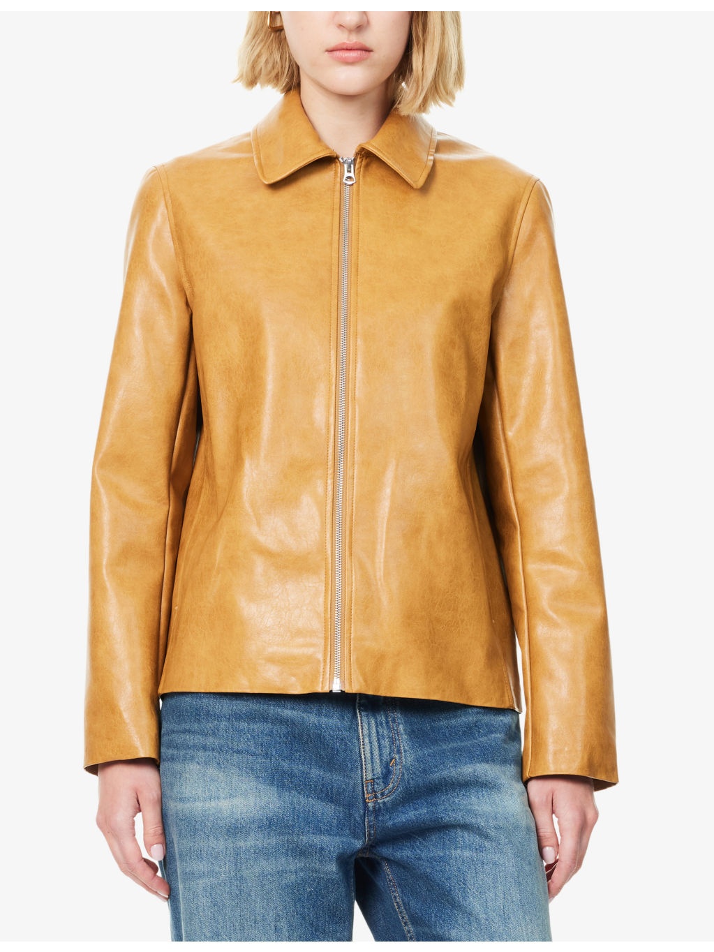 Jordie Collared Faux-Leather Jacket - 3