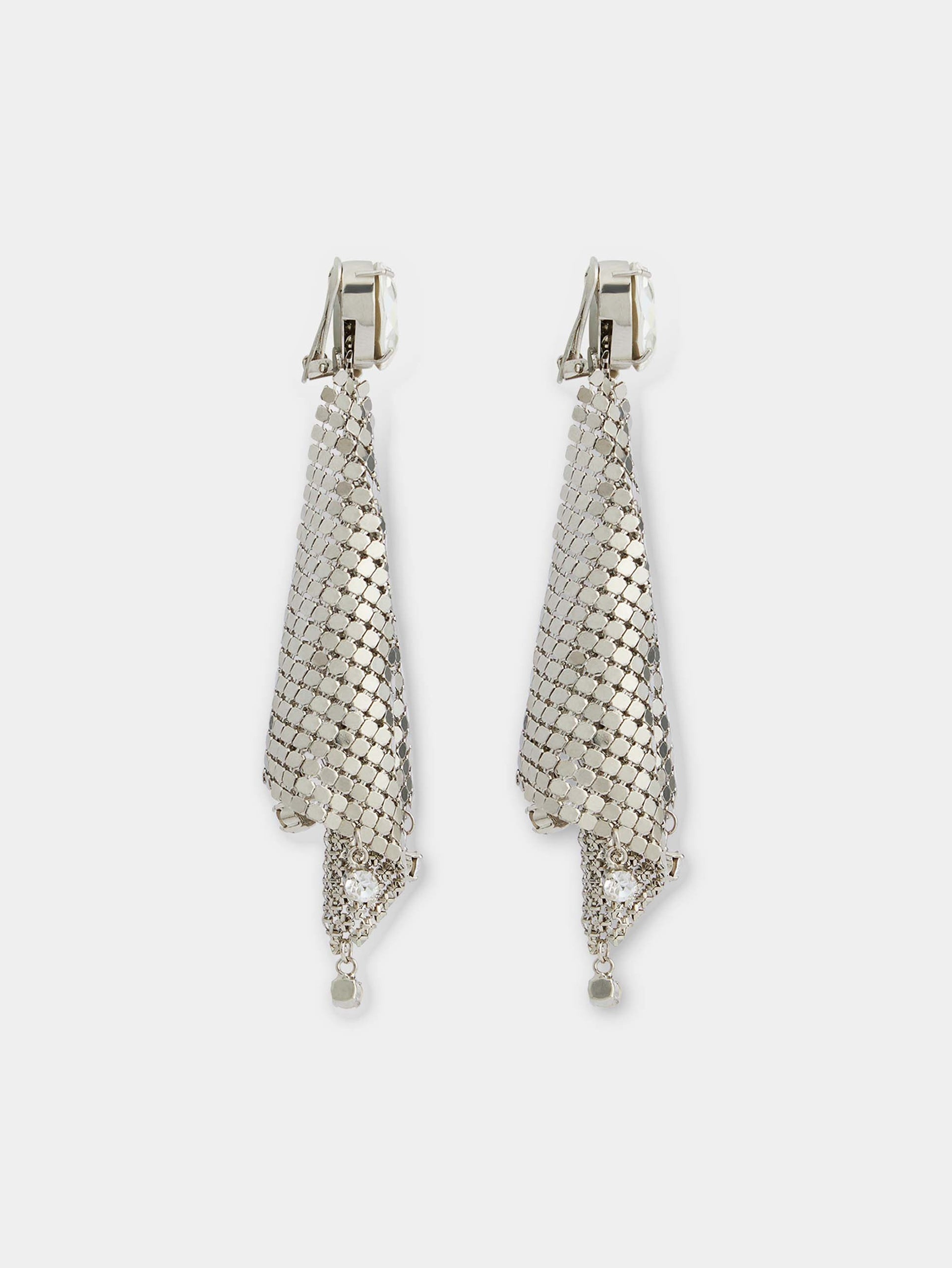 SILVER CHAINMAIL EARRINGS WITH CRYSTALS - 4