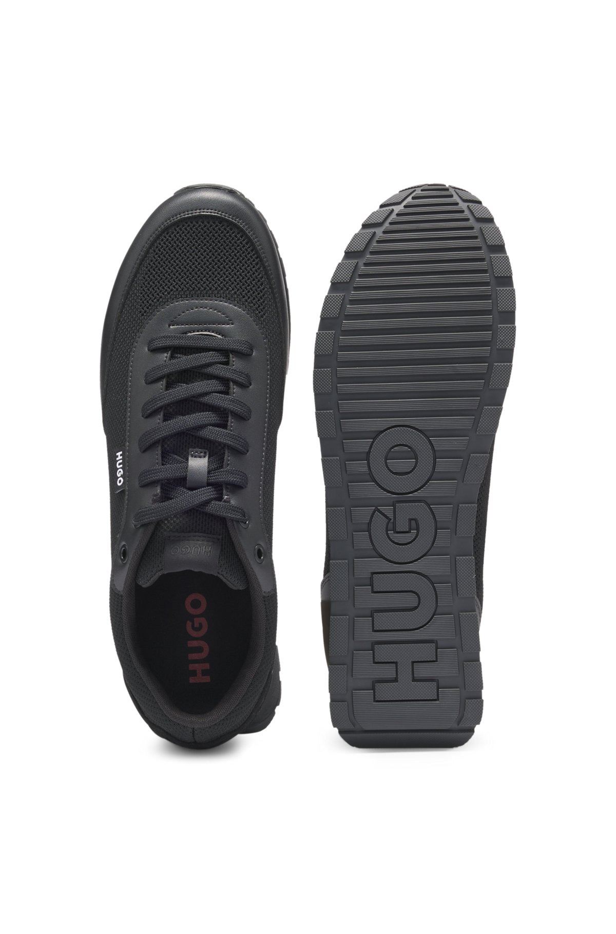 KNIT-EFFECT TRAINERS WITH FAUX-LEATHER TRIMS - 4