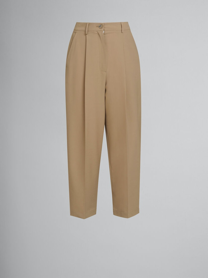 SOFT BEIGE WOOL BLEND TROUSERS WITH MARNI SYMBOL 1