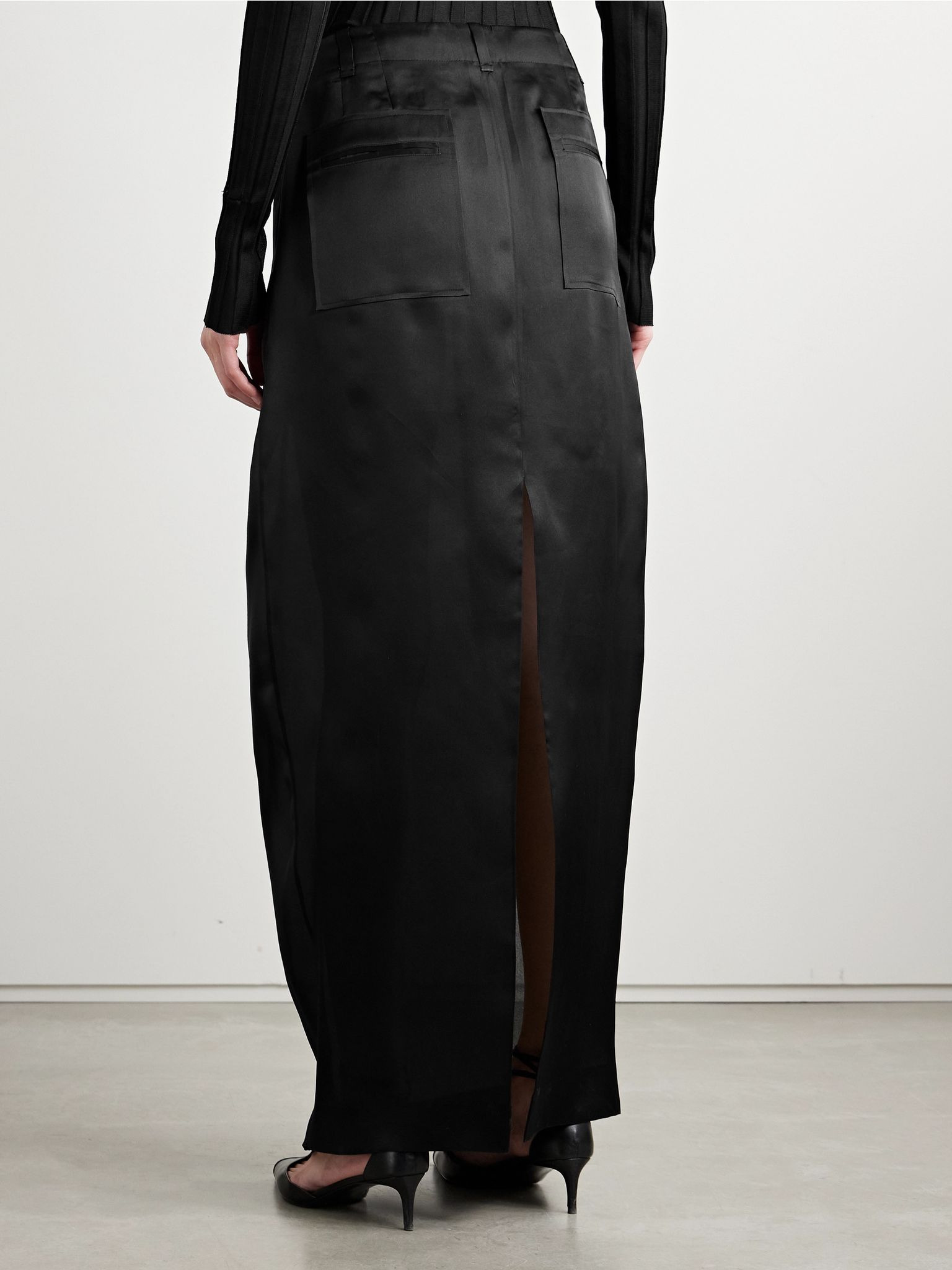 Lucian pleated silk-organza maxi skirt Black - 4