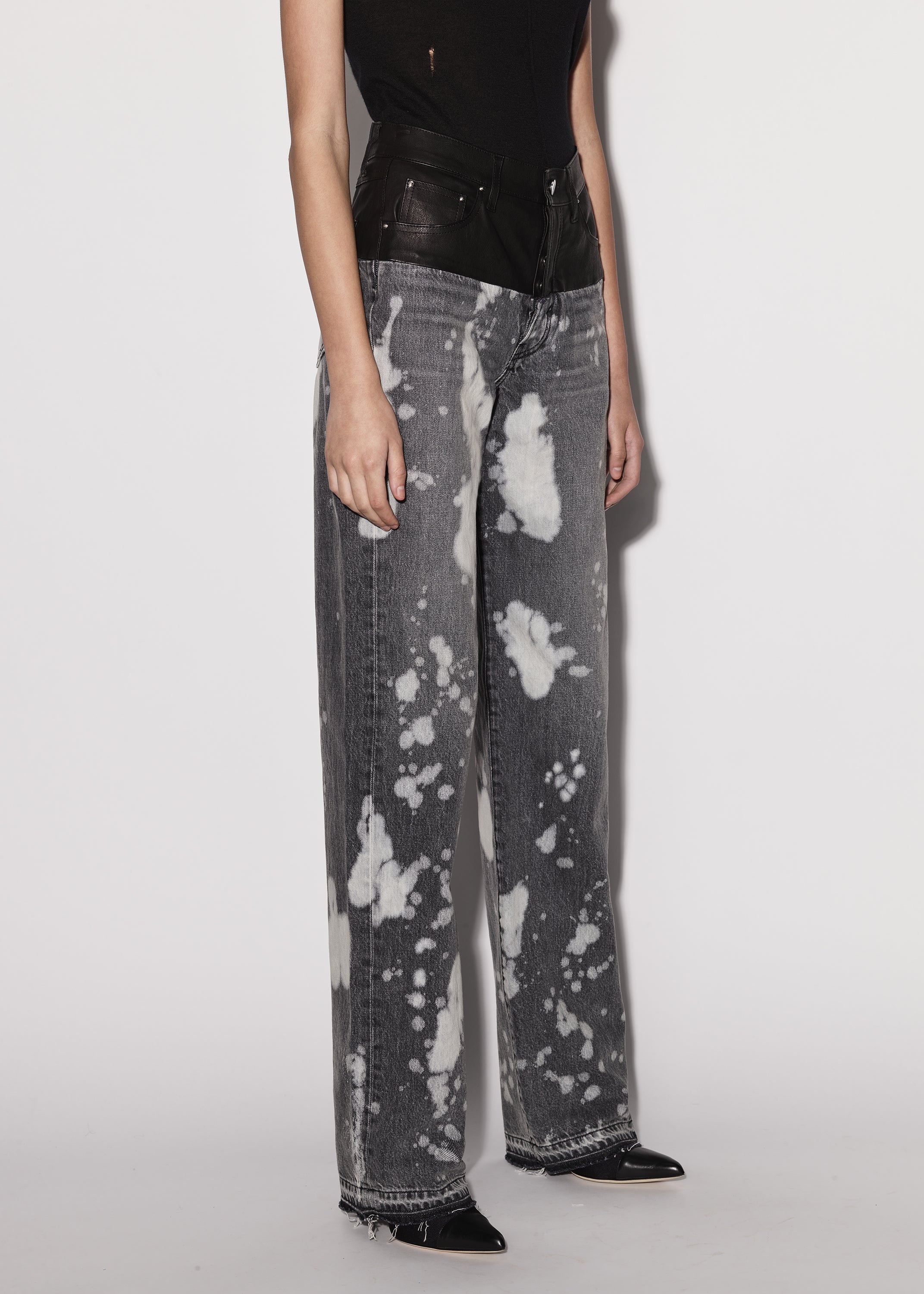 LEATHER HYBRID WIDE JEAN - 4