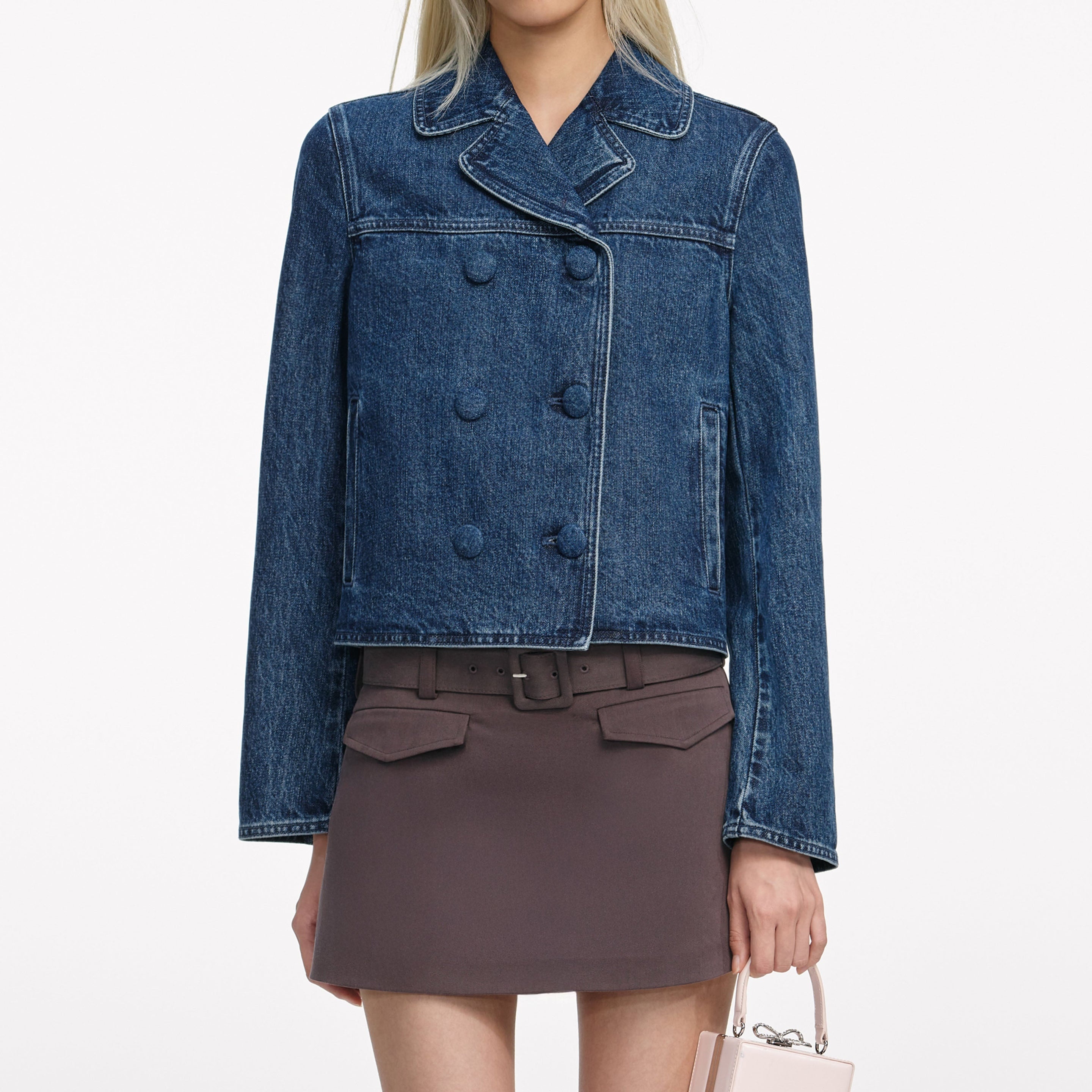 Double Breasted Denim Jacket - 4
