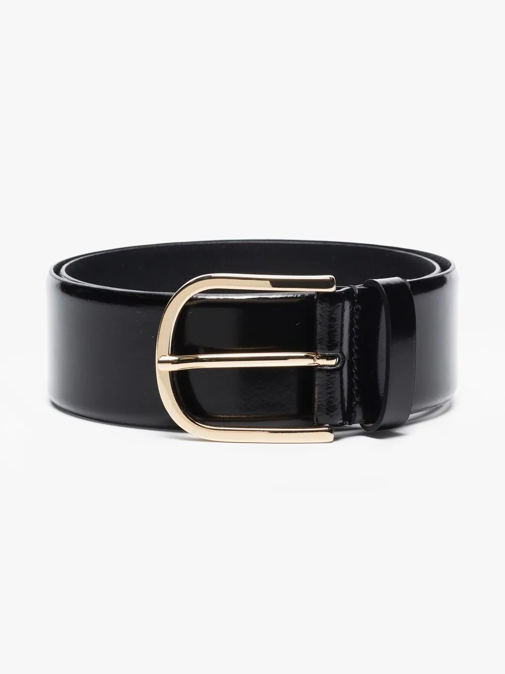 buckle-fastening wide leather belt - 1