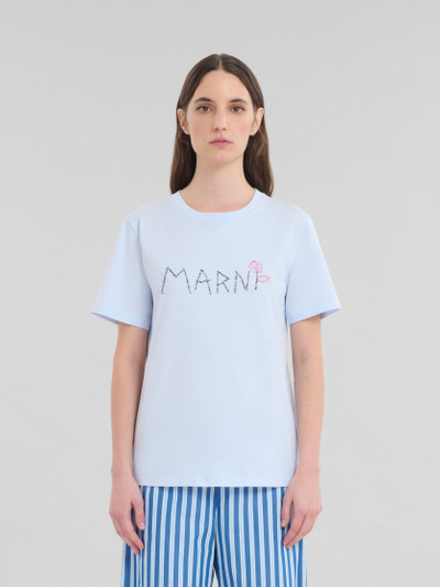 Marni LIGHT BLUE ORGANIC JERSEY T-SHIRT WITH MARNI MENDING outlook