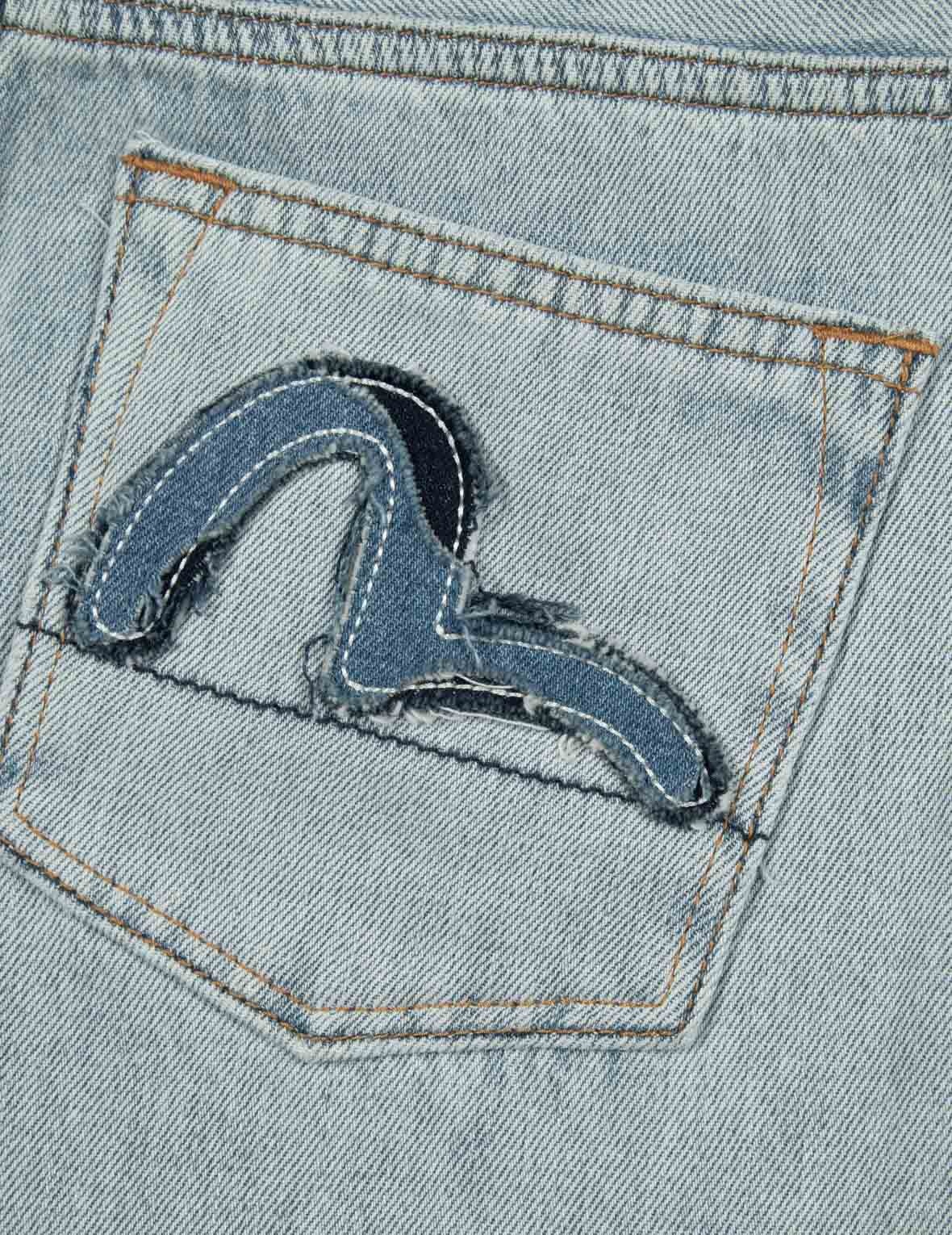 MULTI-POCKET DISTRESSED AND SEAGULL APPLIQUÉ FASHION FIT CARGO JEANS - 12