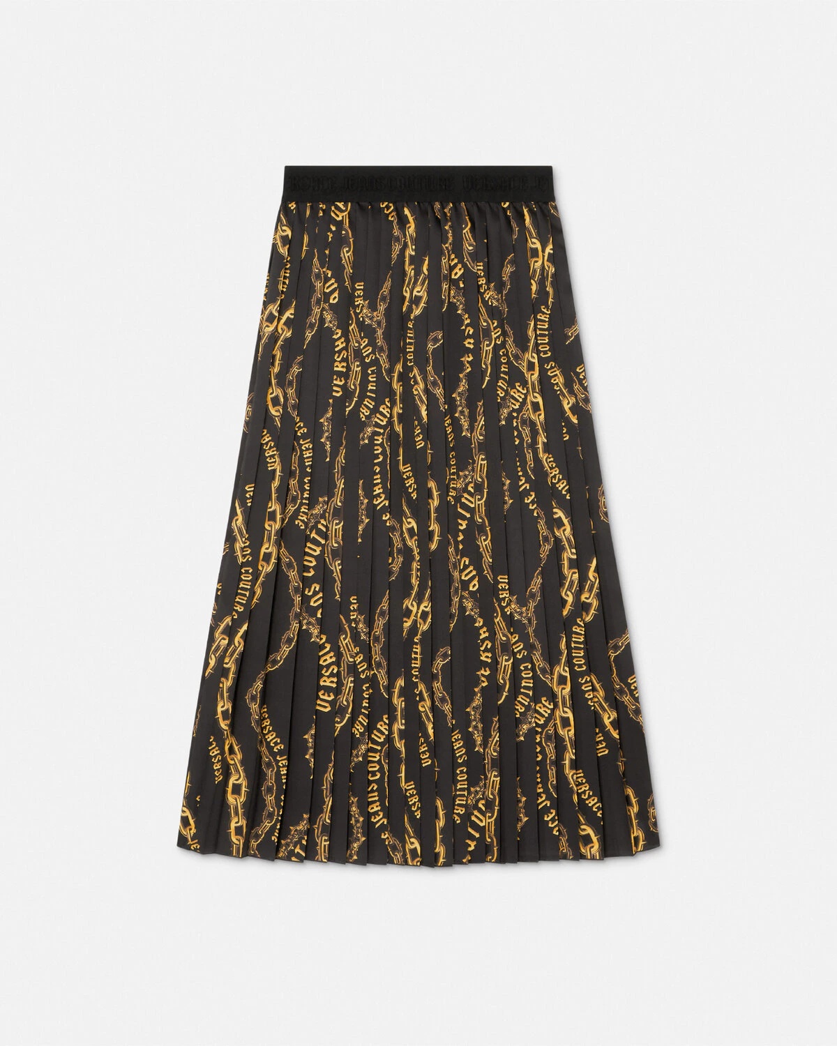 Chain Couture Pleated Midi Skirt - 1