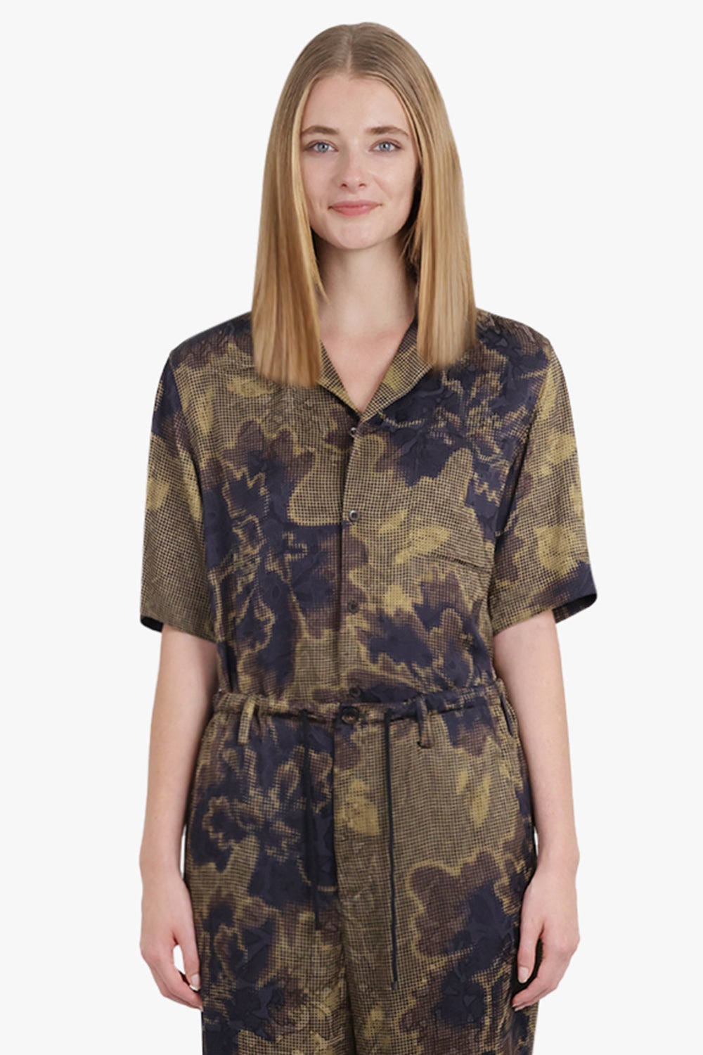 RELAXED FLORAL PRINT S/S SHIRT | BROWN - 2