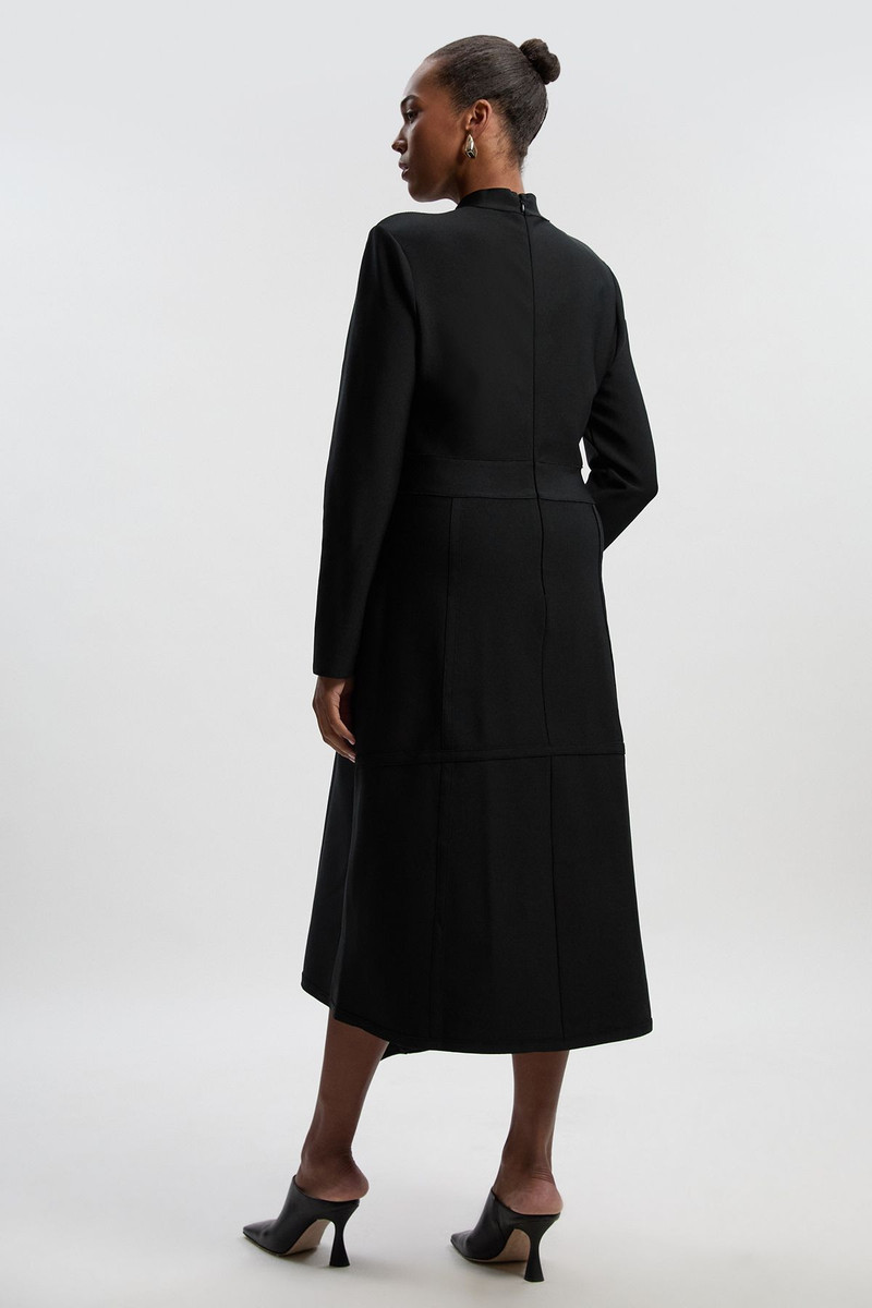 Plus Size Figure Form Bandage Asymmetric Long Sleeve Knit Midi Dress 5