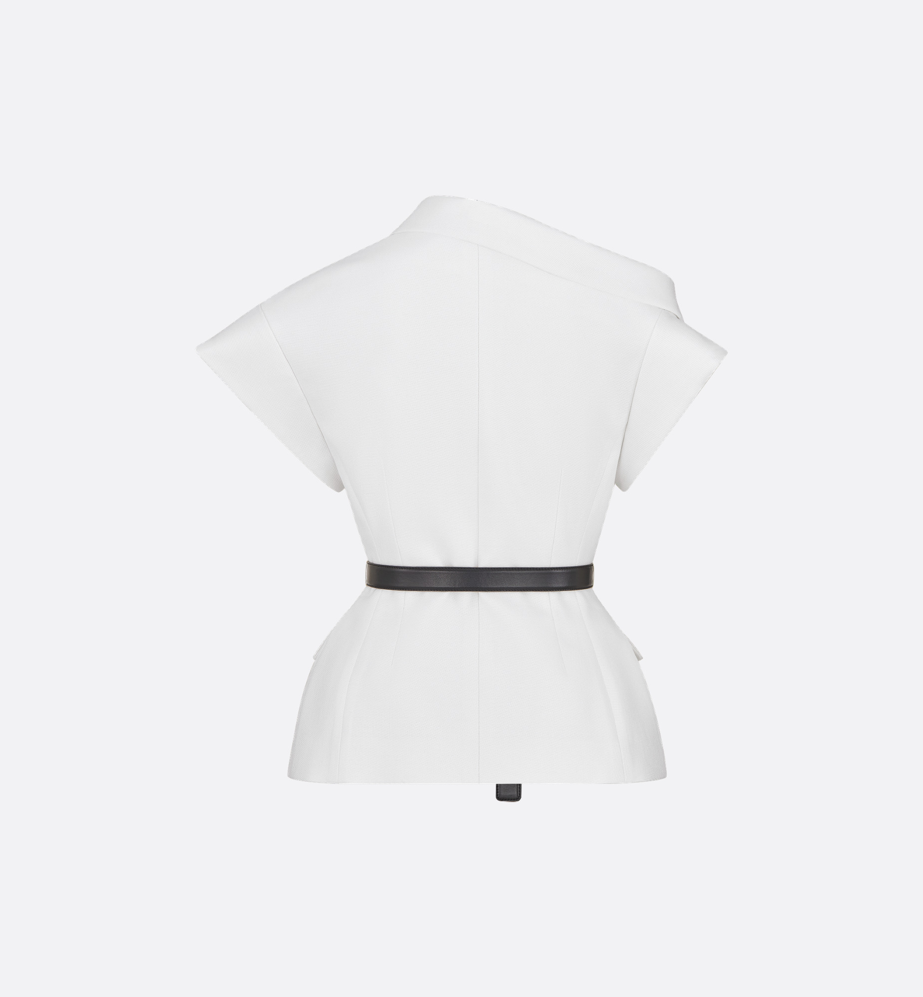 Asymmetric Short-Sleeved Jacket with Belt - 5