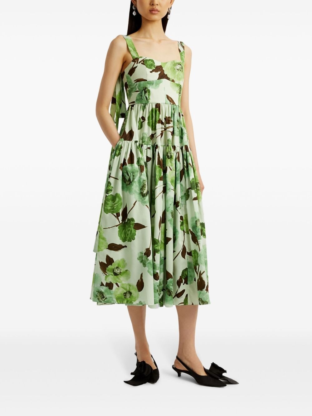 floral-print cotton midi dress - 2