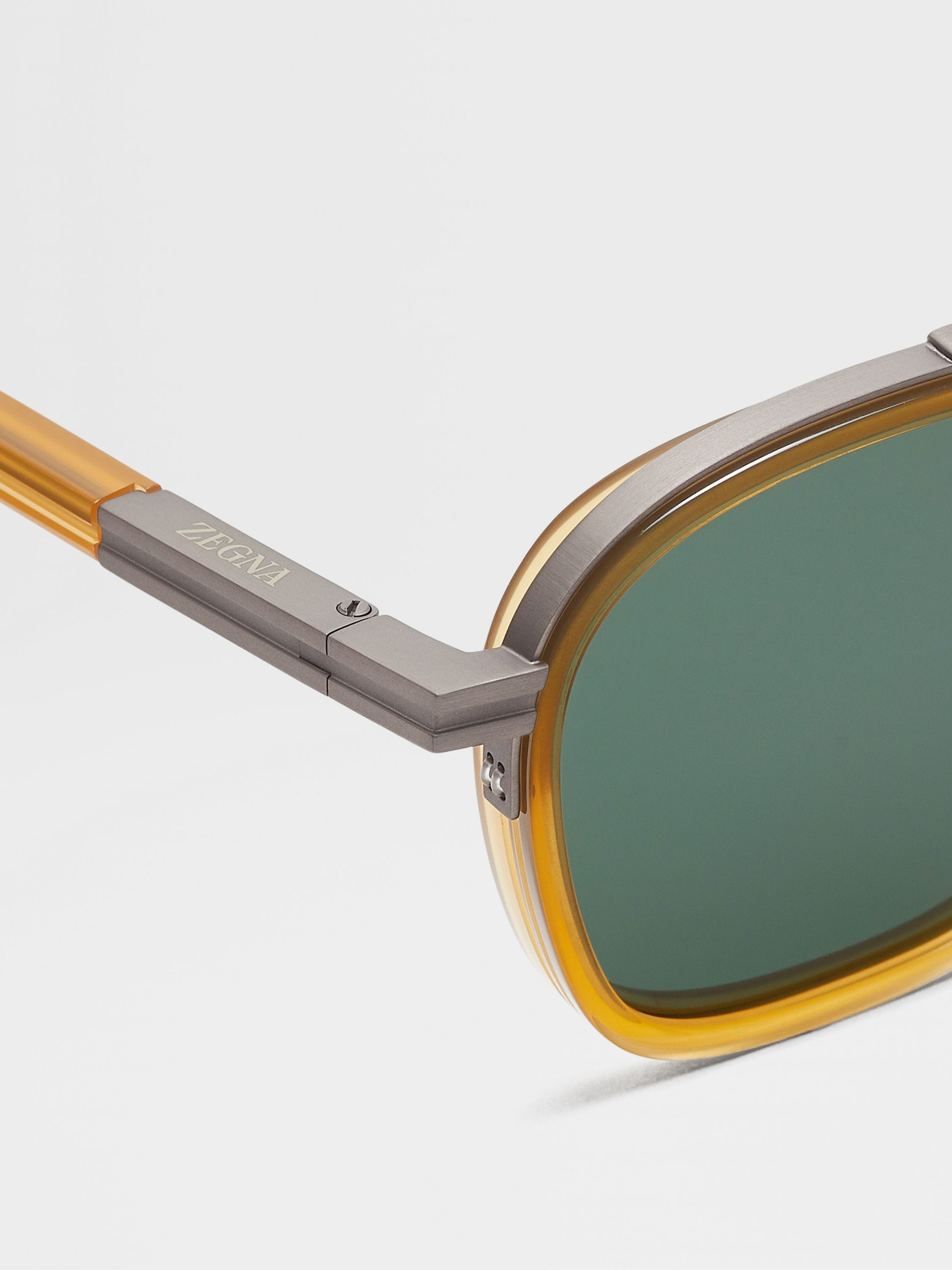 DARK YELLOW ORIZZONTE I ACETATE AND METAL SUNGLASSES - 2