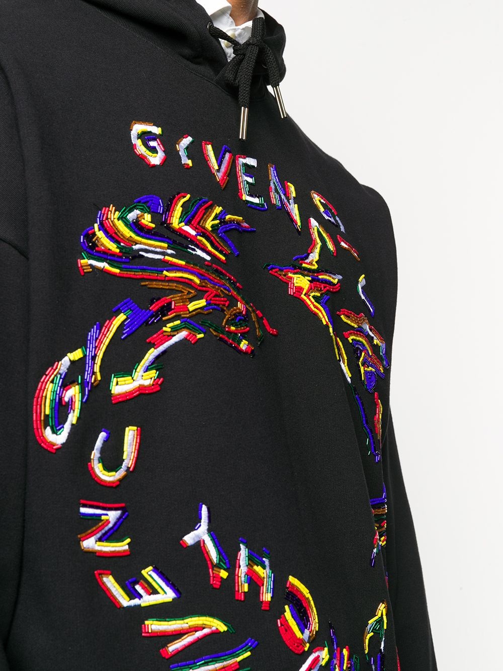 beaded-logo cotton hoodie - 5