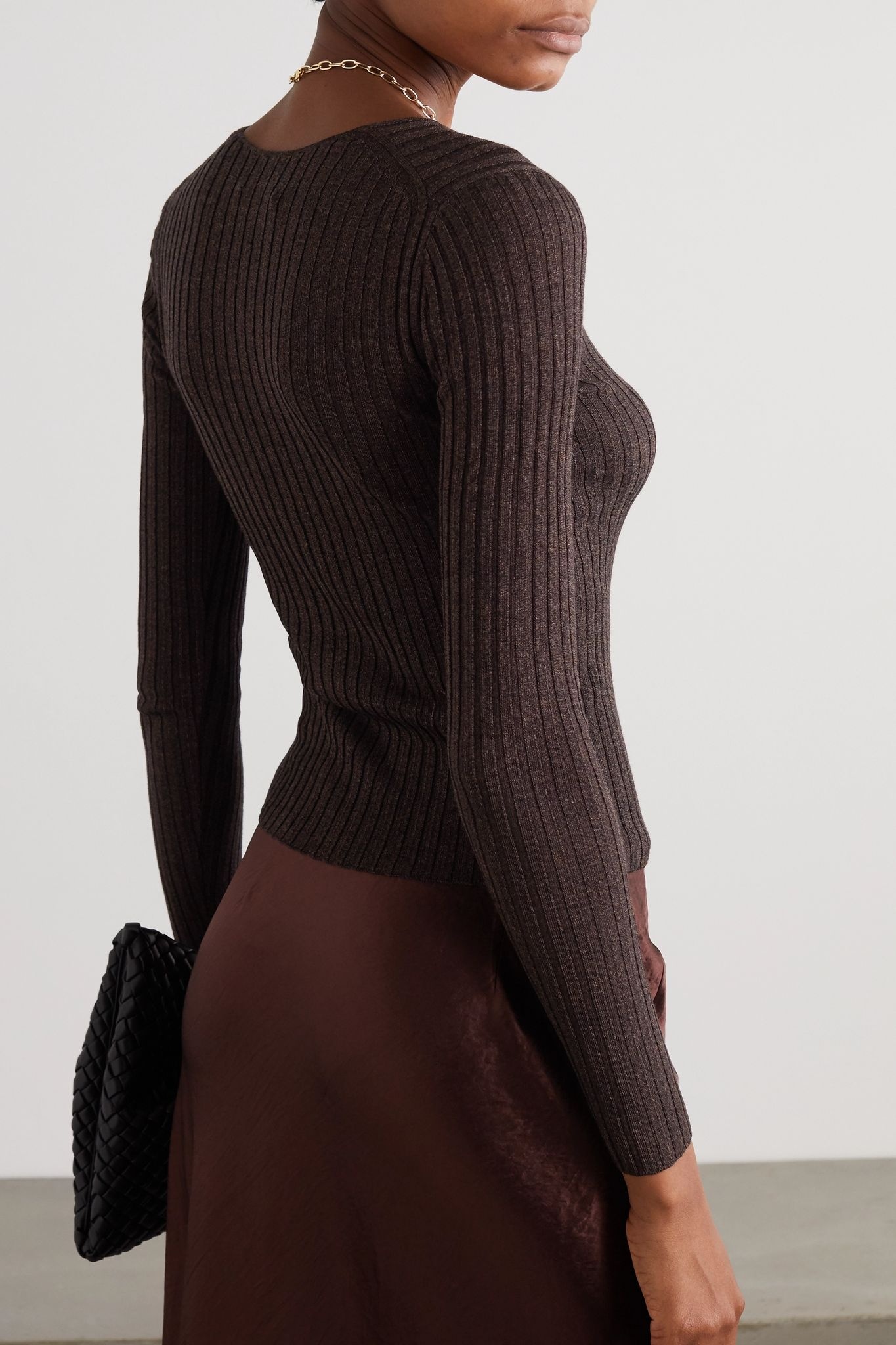 Ribbed wool and silk-blend top - 3