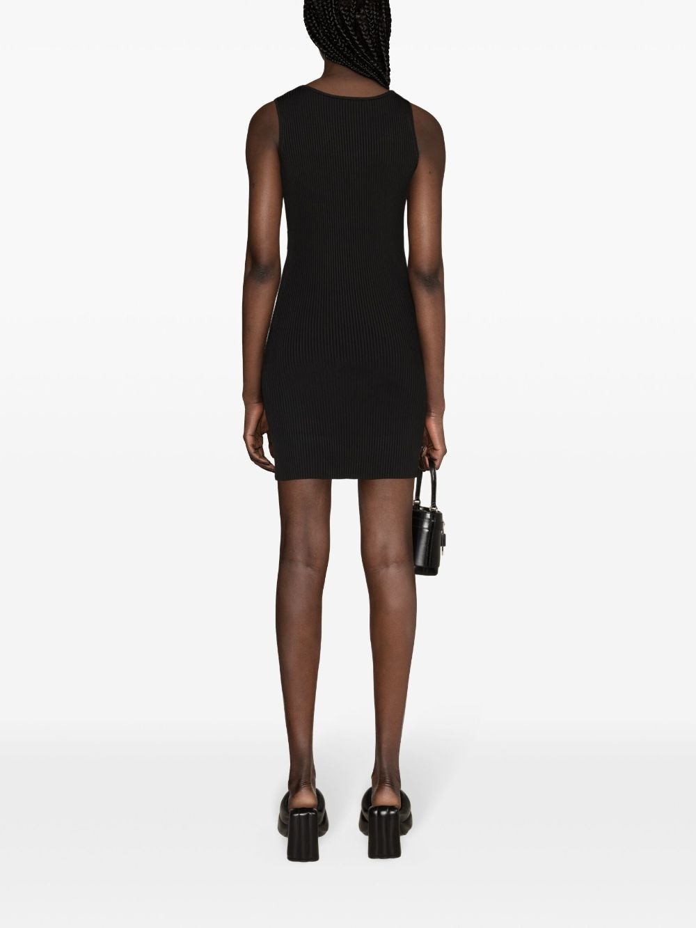 logo-plaque ribbed mini dress - 4