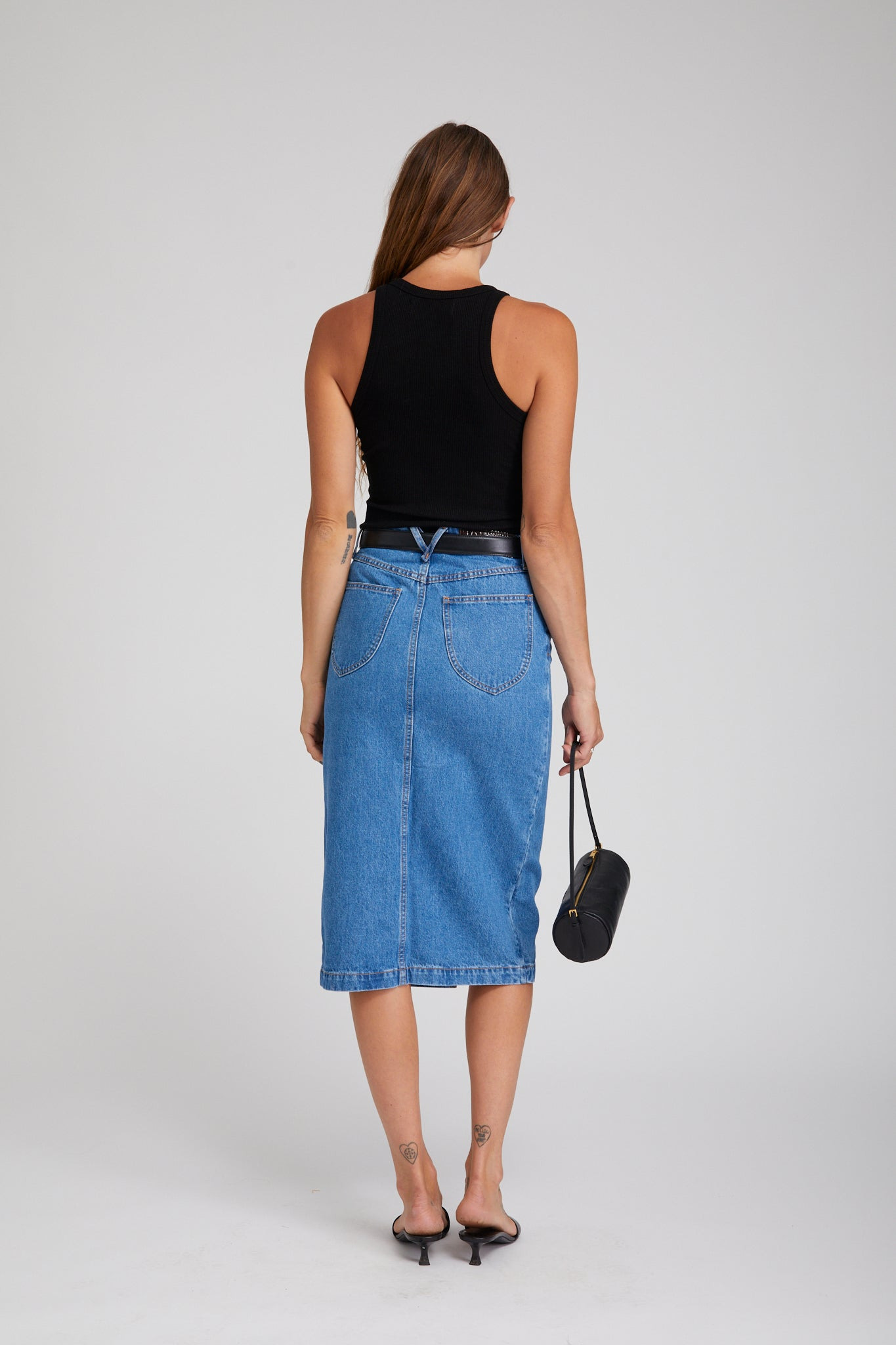 COCO DENIM A-LINE PENCIL SKIRT - 3