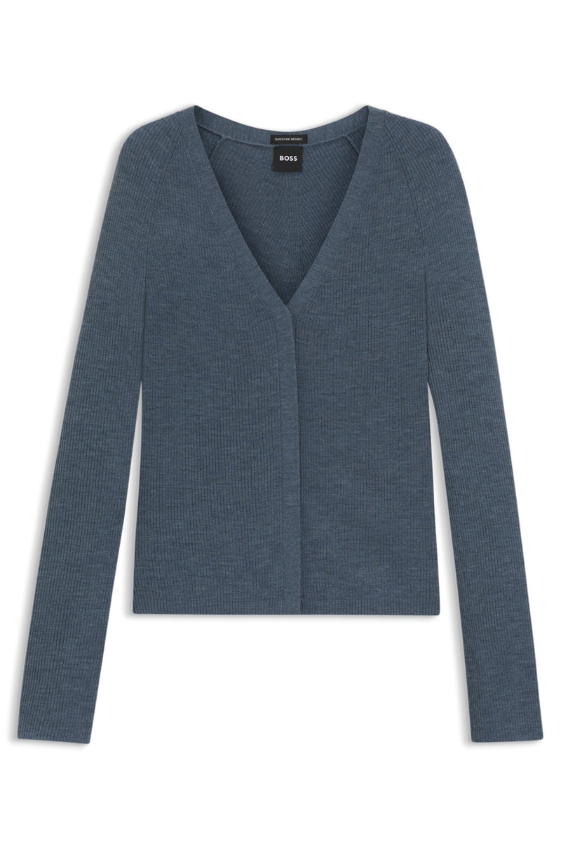 CONCEALED-CLOSURE CARDIGAN IN SUPER-FINE MERINO WOOL 1