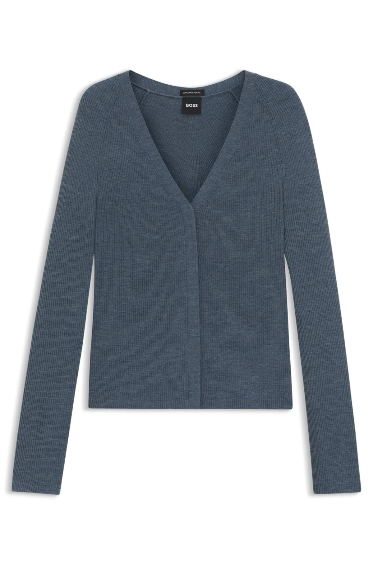 CONCEALED-CLOSURE CARDIGAN IN SUPER-FINE MERINO WOOL - 1