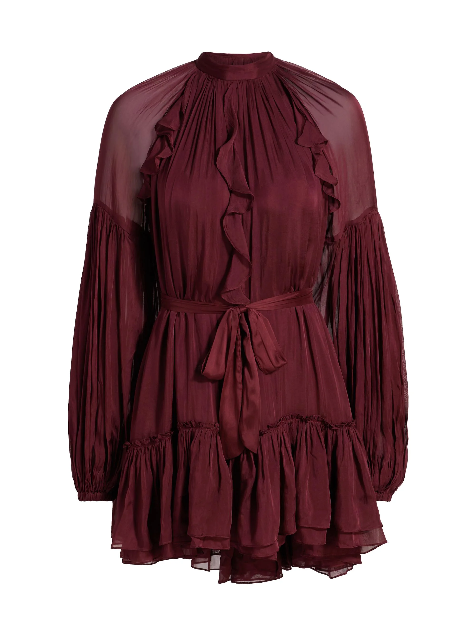 Women's Aayu Ruffled Minidress - Burgundy - 1