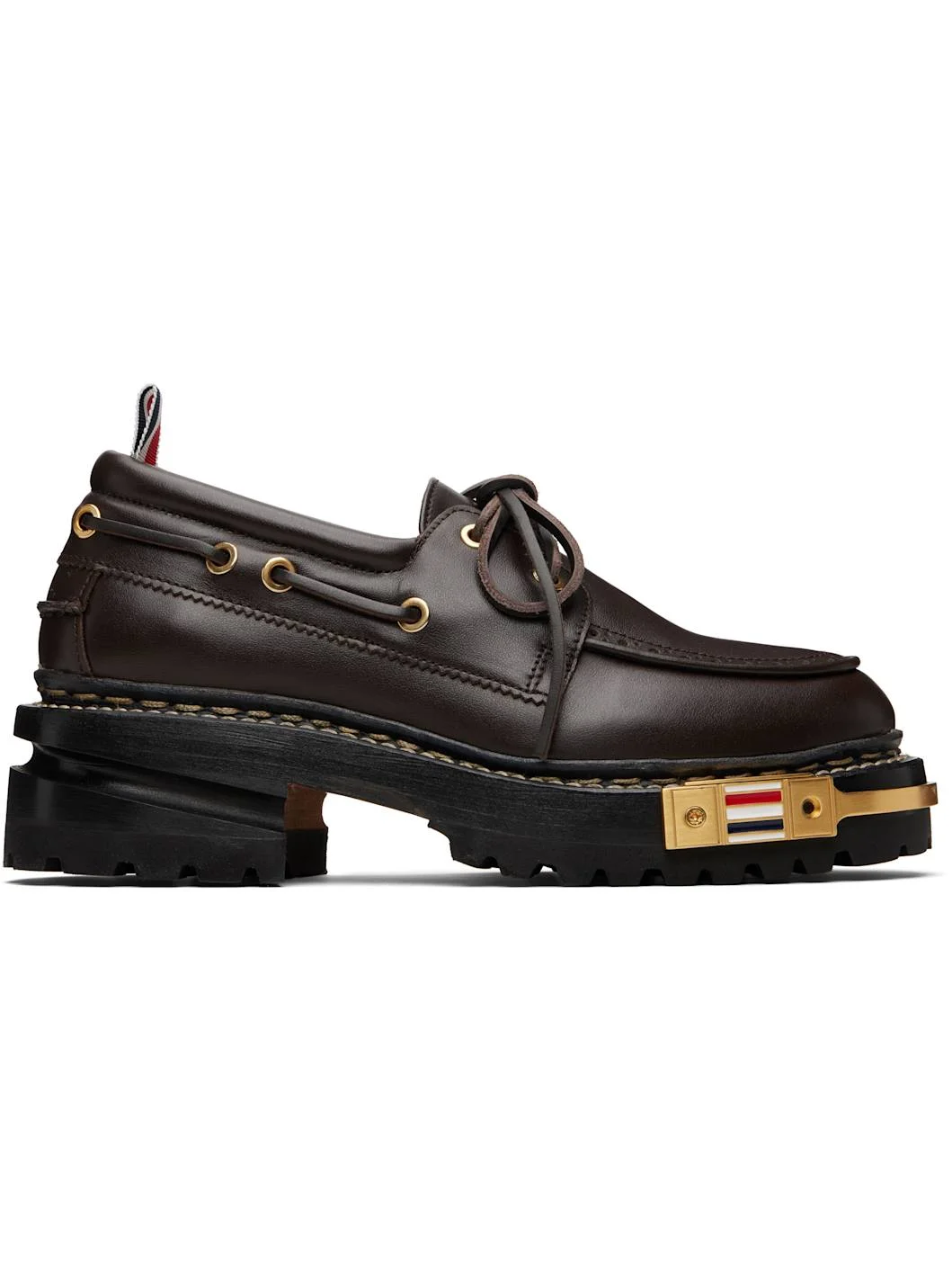 Brown Vitello Calf Hiking Leather Sole Boat Shoes - 1