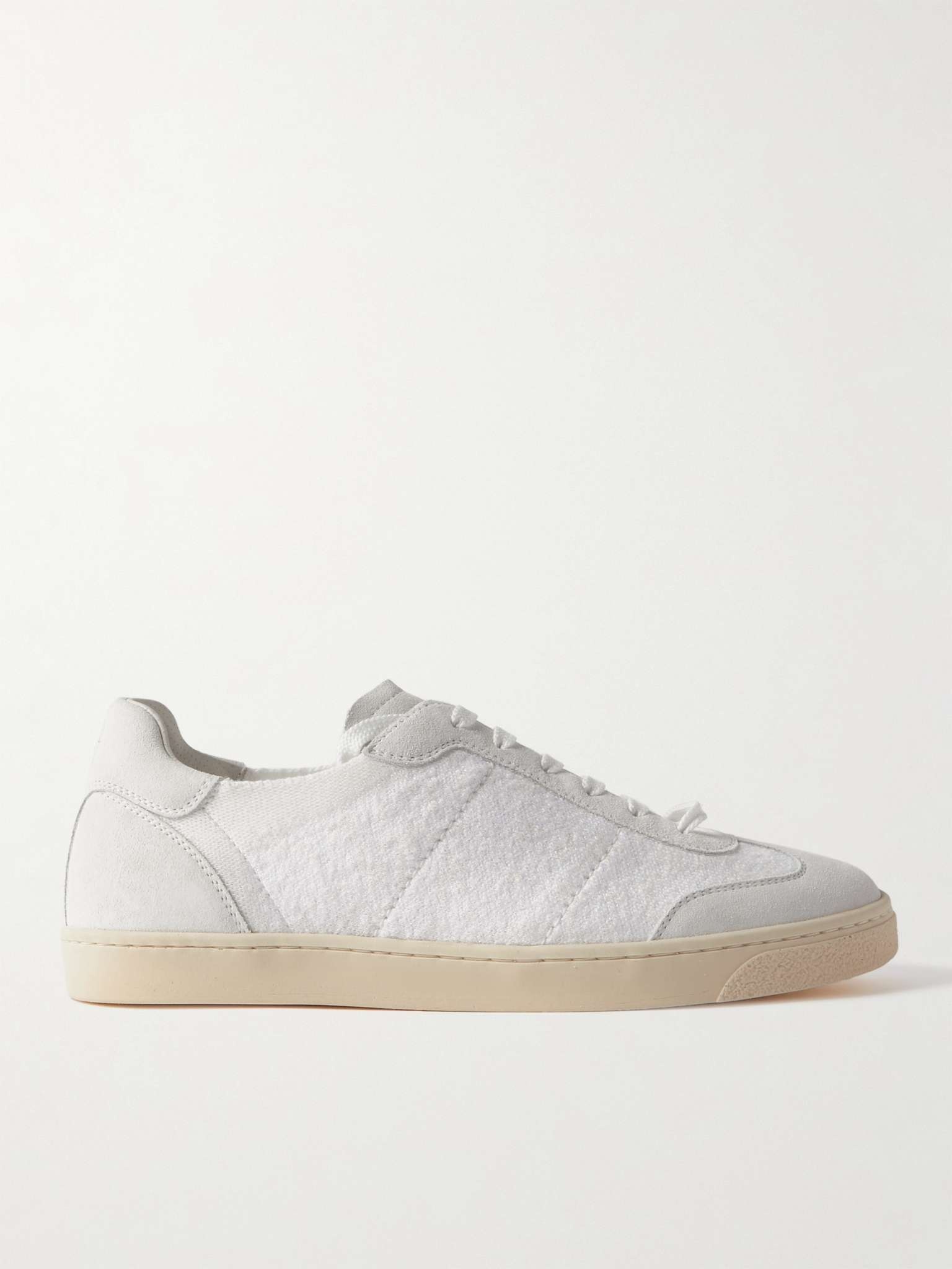 Suede-Trimmed Terry Sneakers - 1