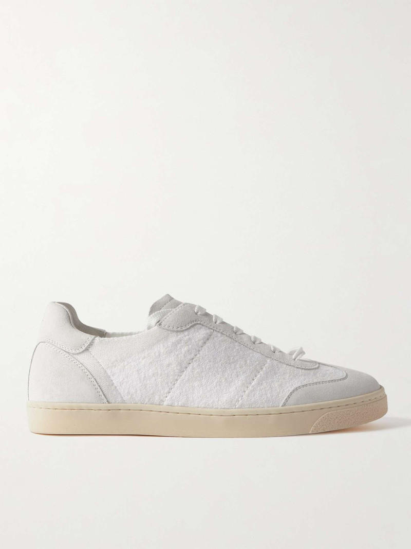 Suede-Trimmed Terry Sneakers 1