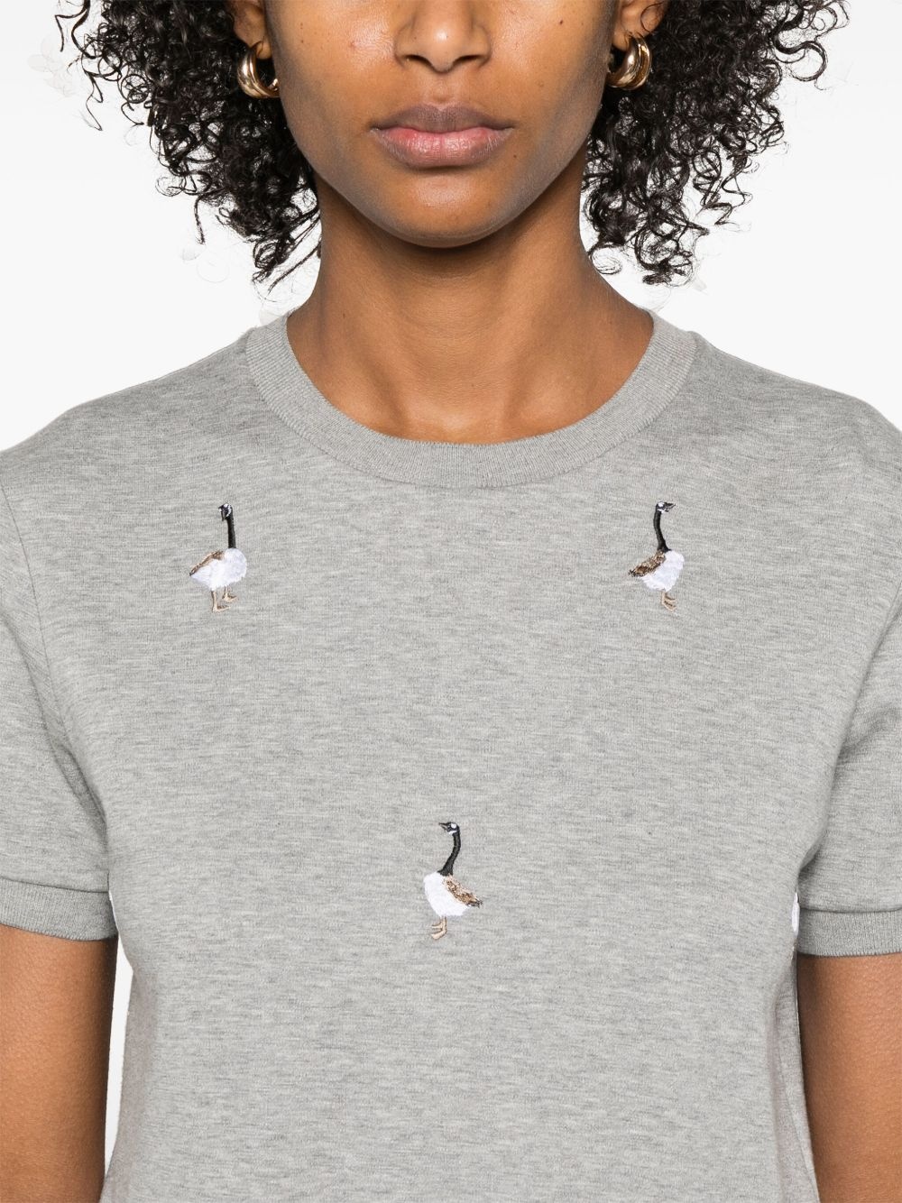 geese-embroidered cotton T-shirt - 5